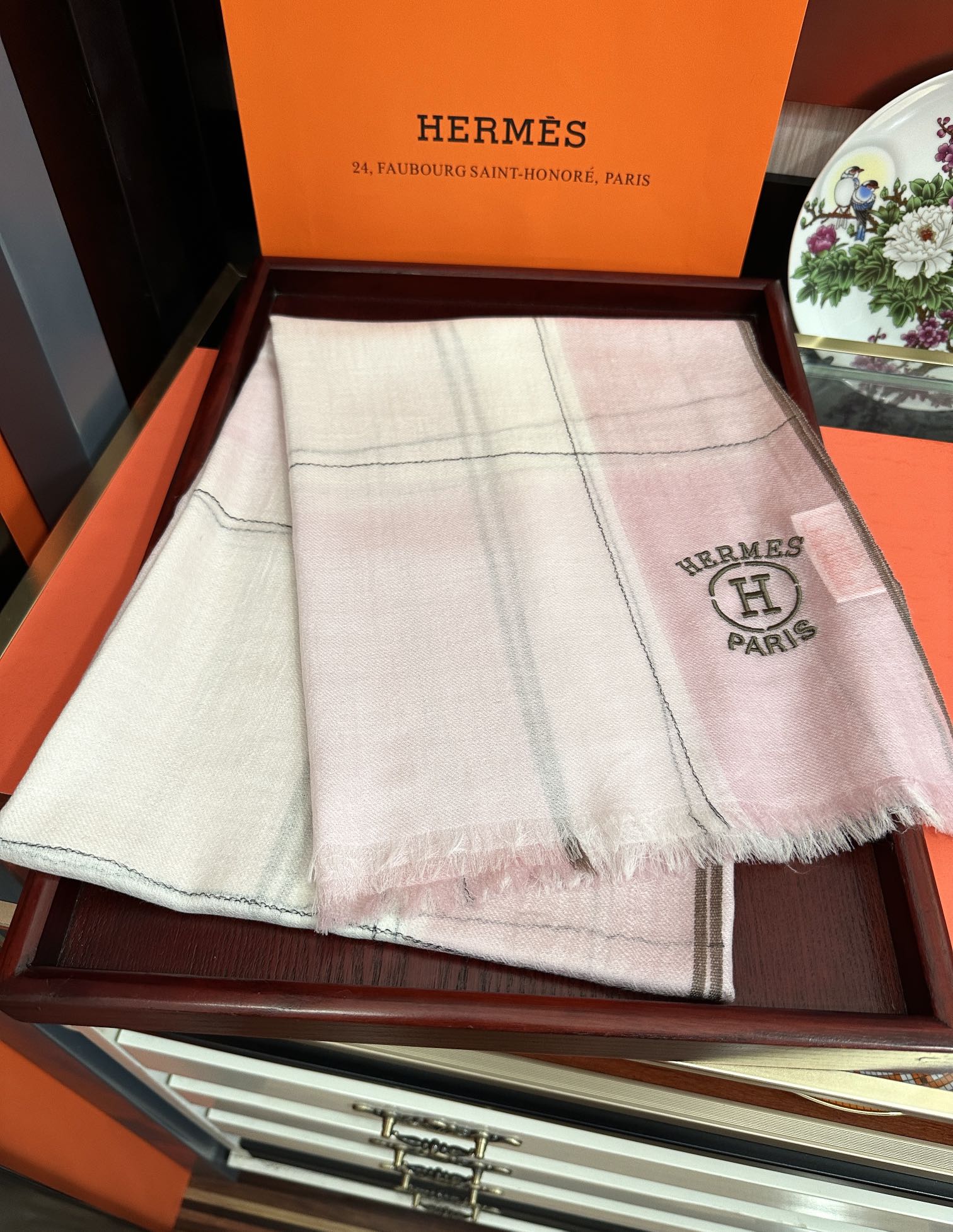 Scarf 90 Cm Pink Mix White Caro Cashmere