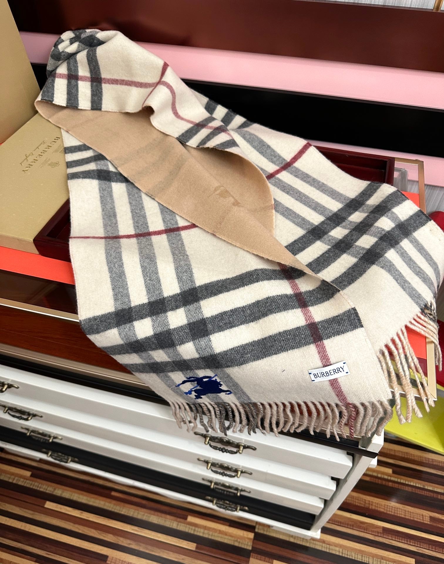 BBR Double-Sided Scarf 160CM Cream Cashmere 292960