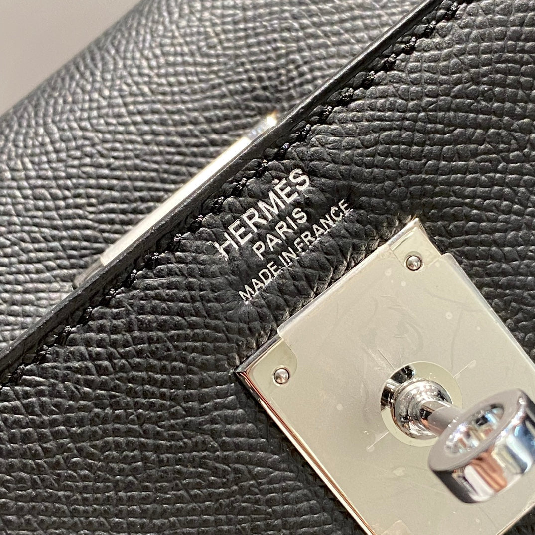 Hermes Black Epsom Leather Kelly 32 Top Handle Bag 249758