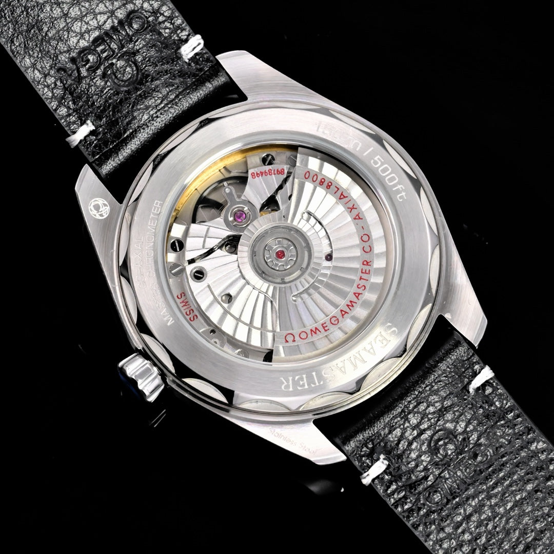 Omega Seamaster 150M Aqua Terra Observatory 39mm Black Dial Black Leather Strap