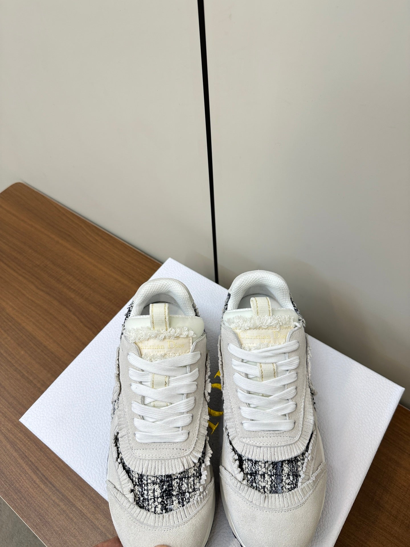 C'est Dior Sneaker In White Suede And Tweed Fabric 989934