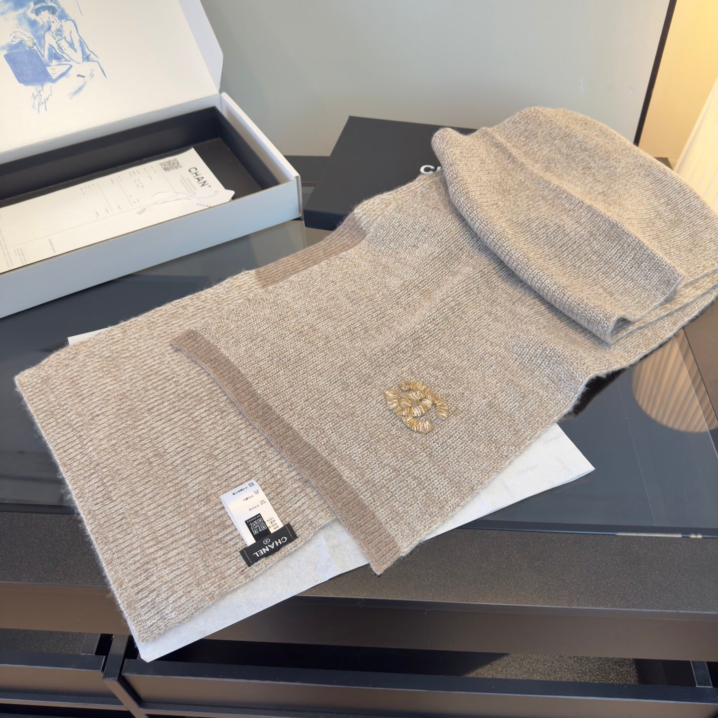 CC 25 Classic Scarf 170cm Light Beige Wool 293468