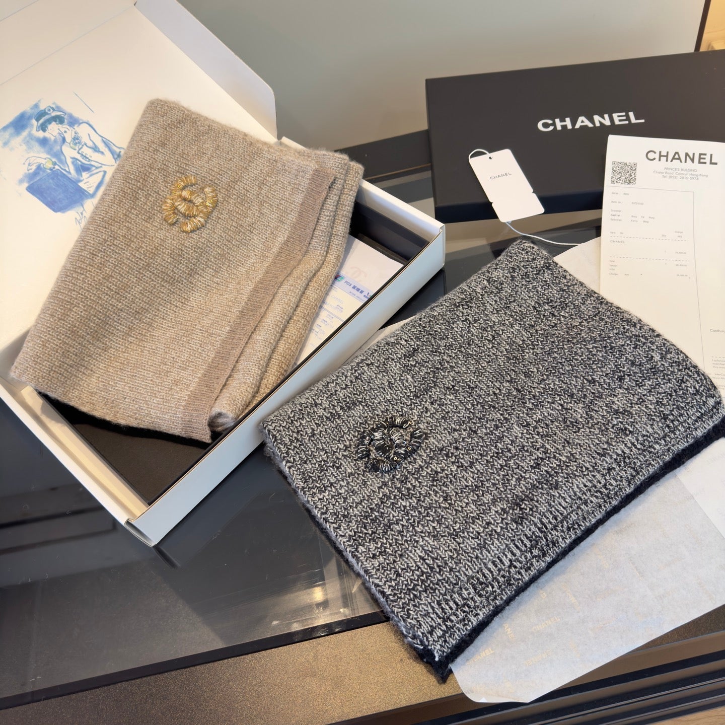 CC 25 Classic Scarf 170cm Light Beige Wool 293468