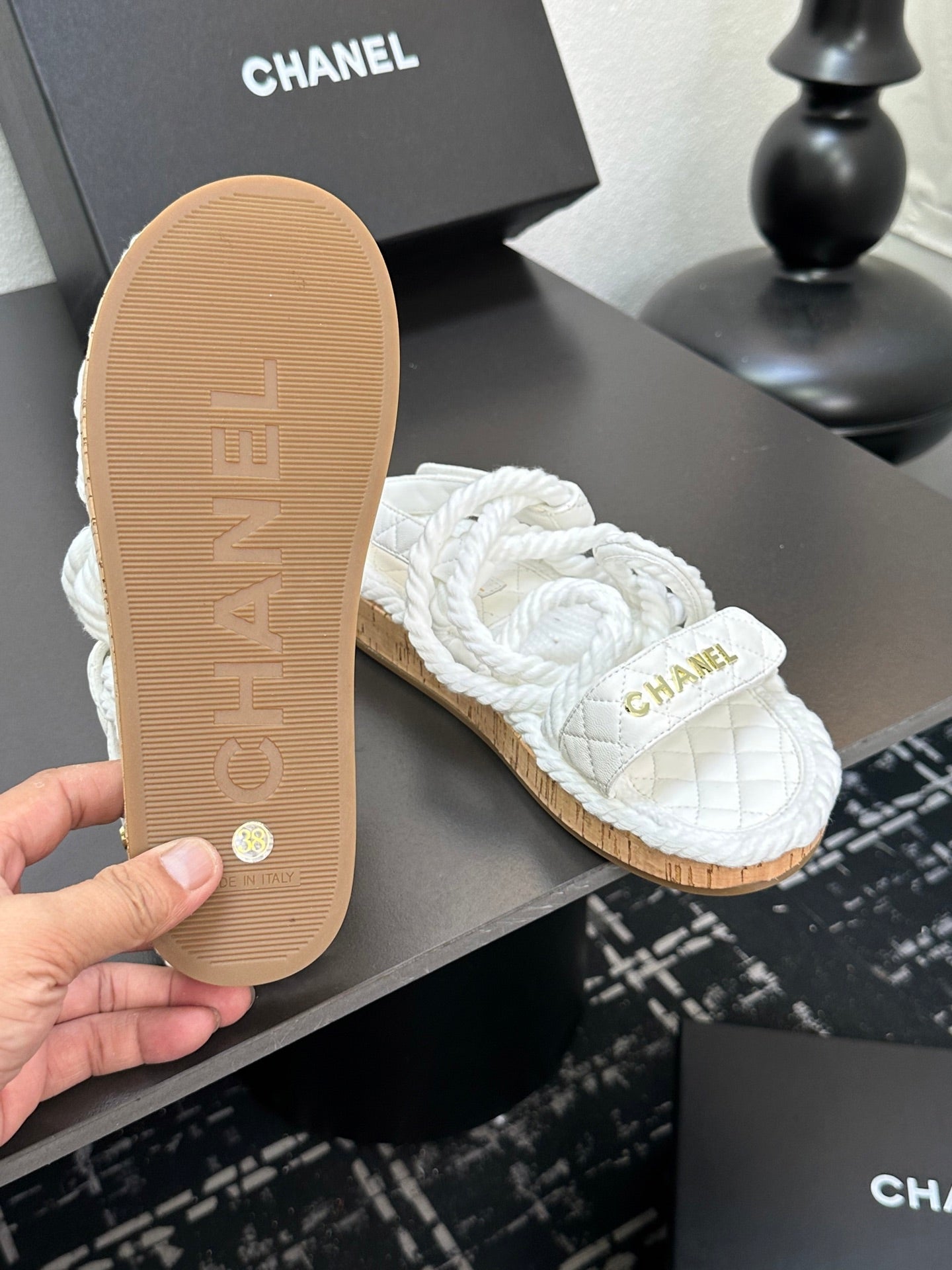 CC Sandals White Rope Lambskin 331280
