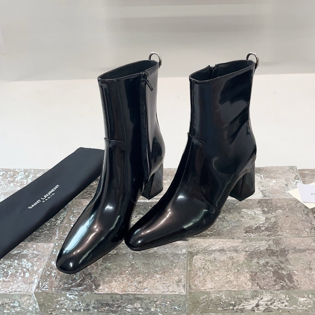 YSL 25 Short Boot Black Cowhide 522265