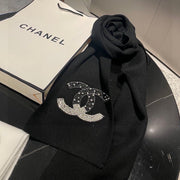 CC Rhinestone-Embellished Shawl 180 CM In Black Cashmere Wool 363687