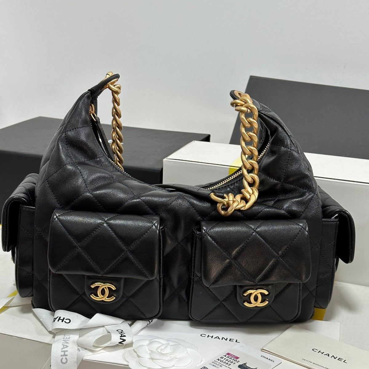 CC 25C Hobo 35cm Black Lambskin Gold Hardware 243536