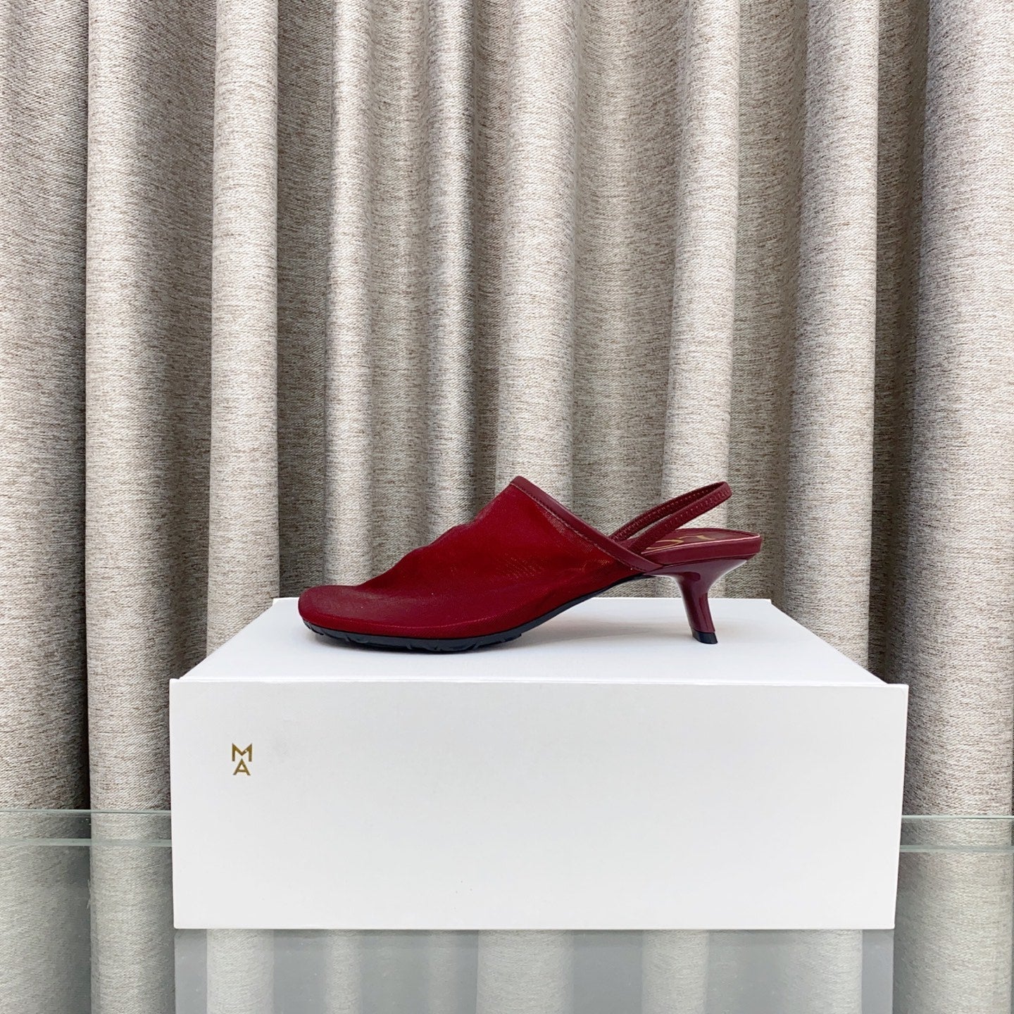 Loewe 25 Petal Slingback Red Mesh Sheepskin