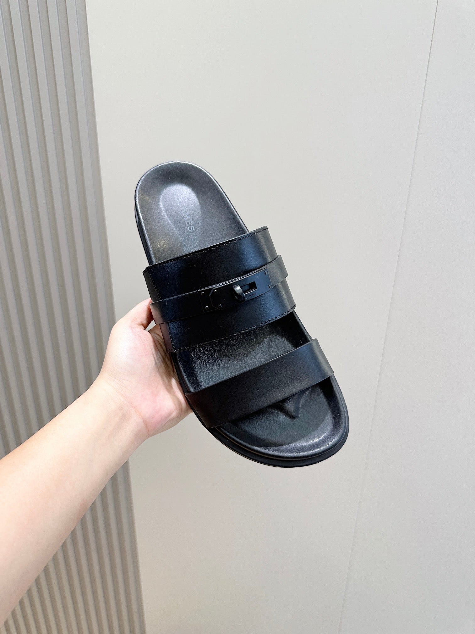 HM Men's Jackson Slide Black Calfskin 547712