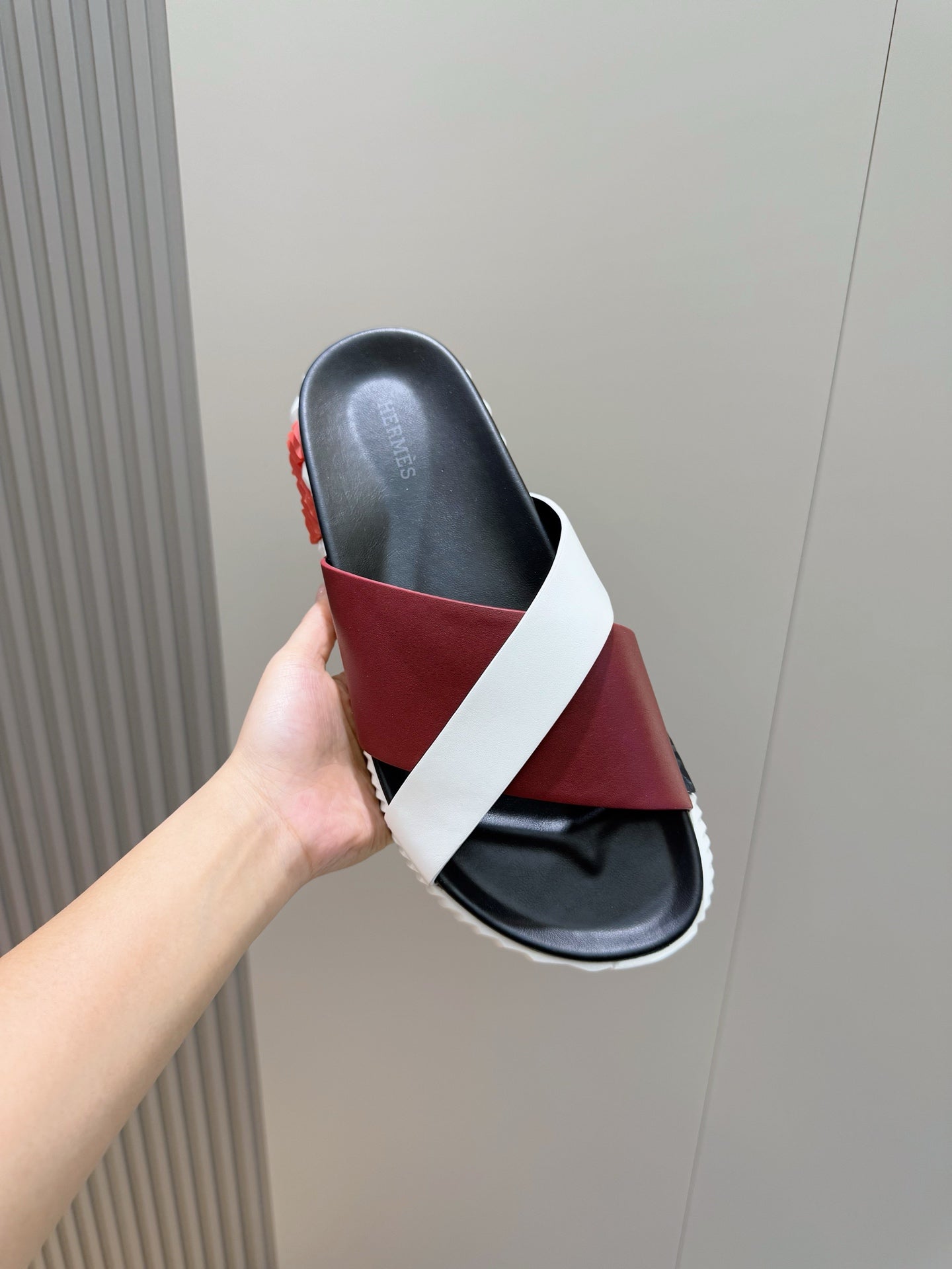 HM Men's Infra Slide Red White Cowhide 599993