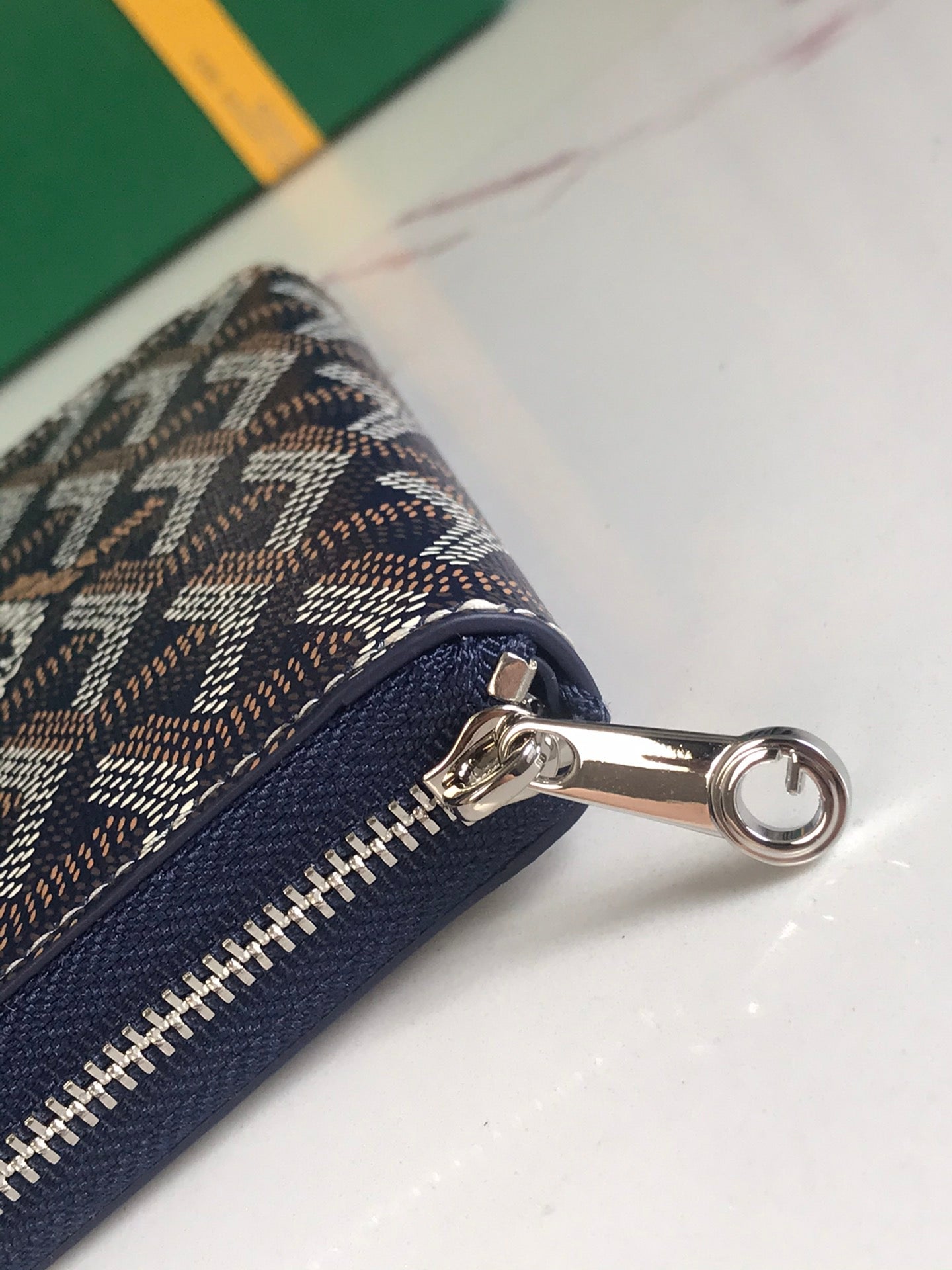 MATIGNON MINI WALLET 11 IN NAVY BLUE GOYARDINE CANVAS AND CALFSKIN