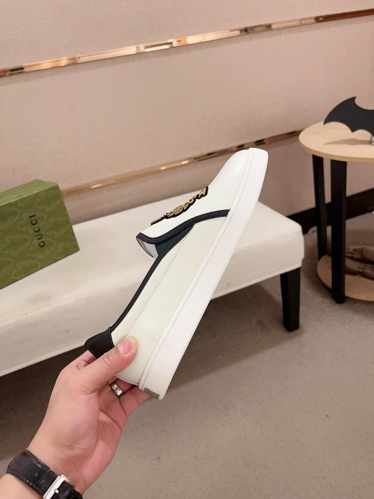 GG Men's Slip on Loafer White Cowhide 533938