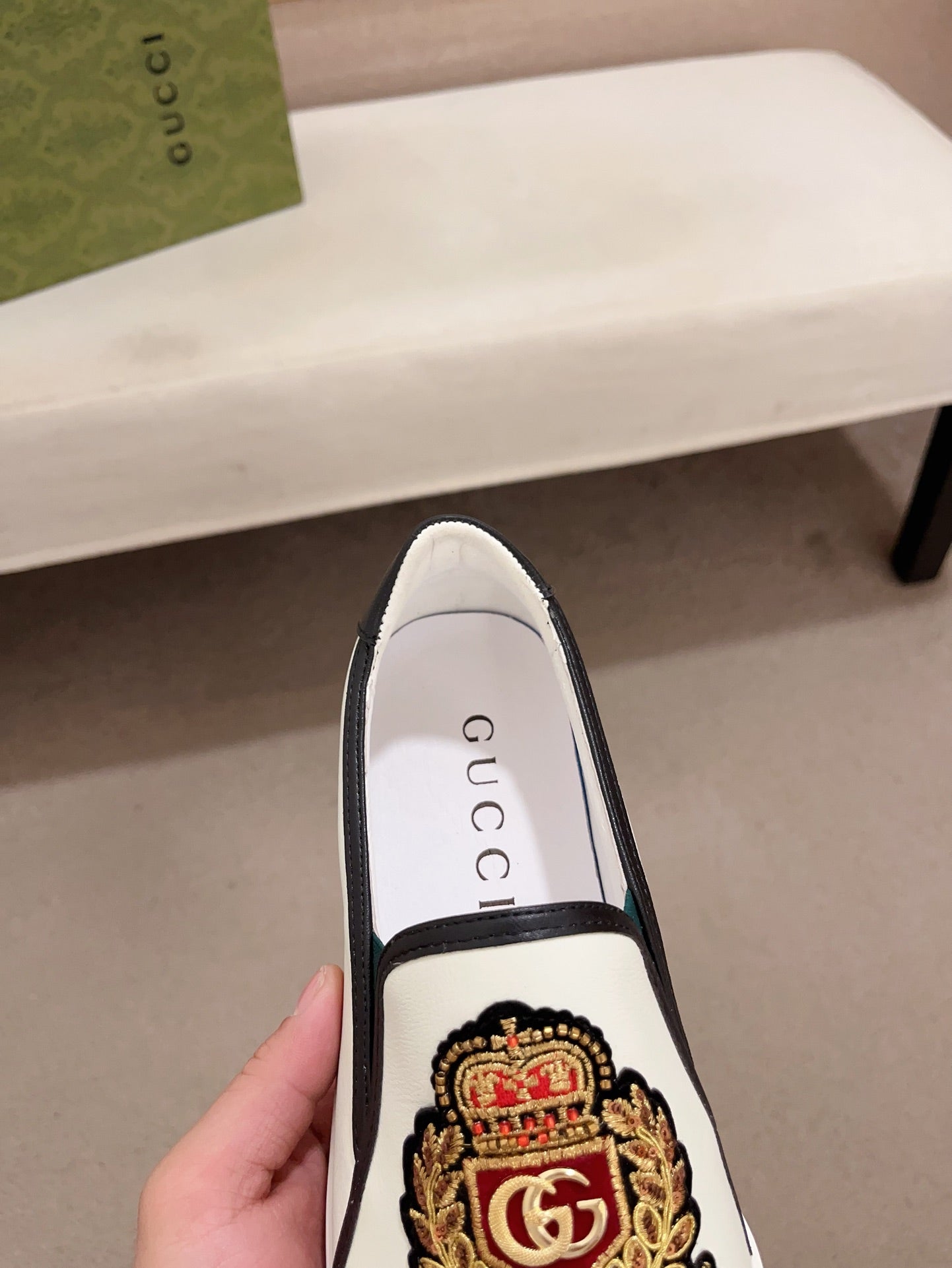 GG Men's Slip on Loafer White Cowhide 533938