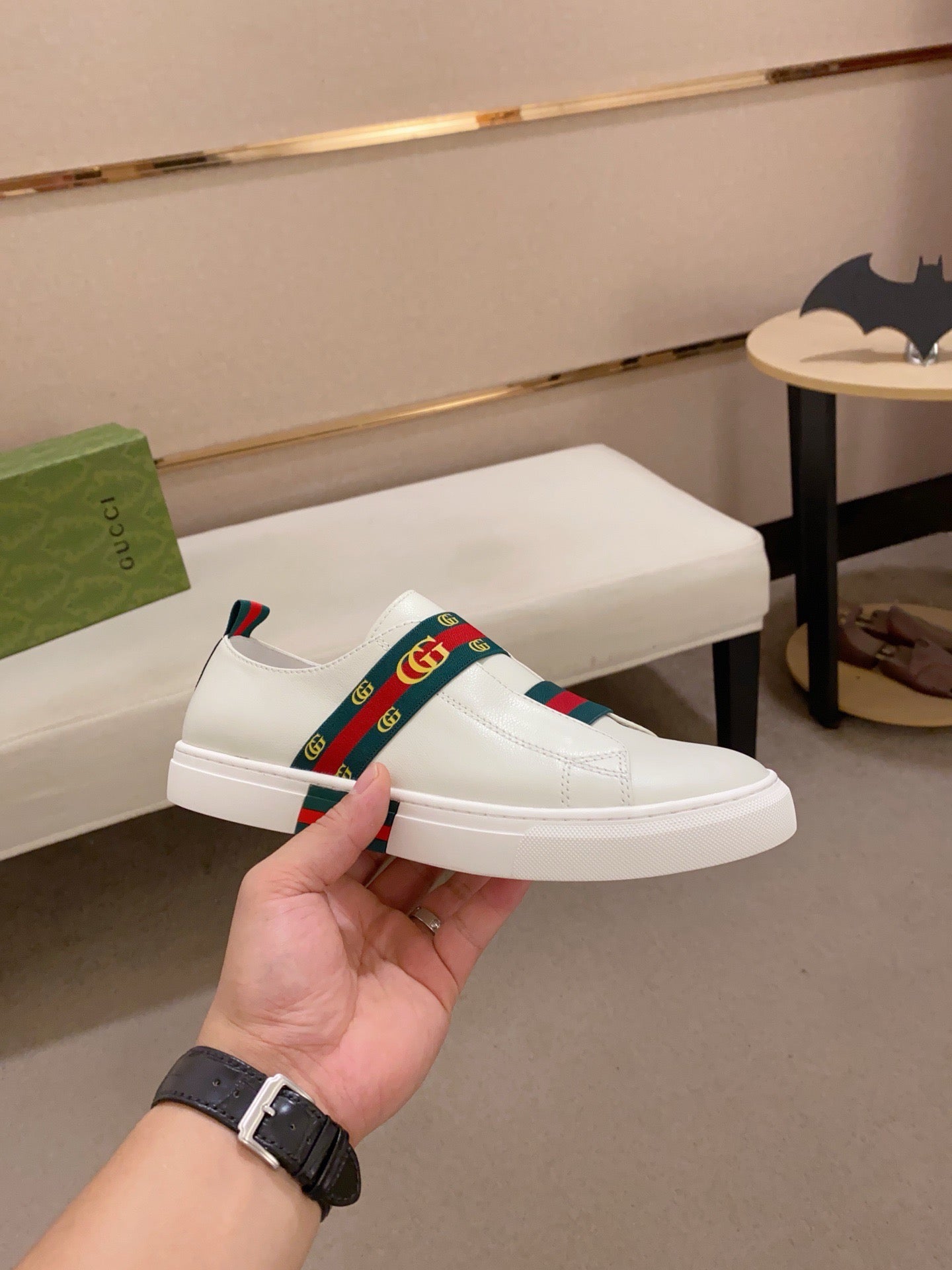 GG Men's Slip on Loafer White Cowhide 533945