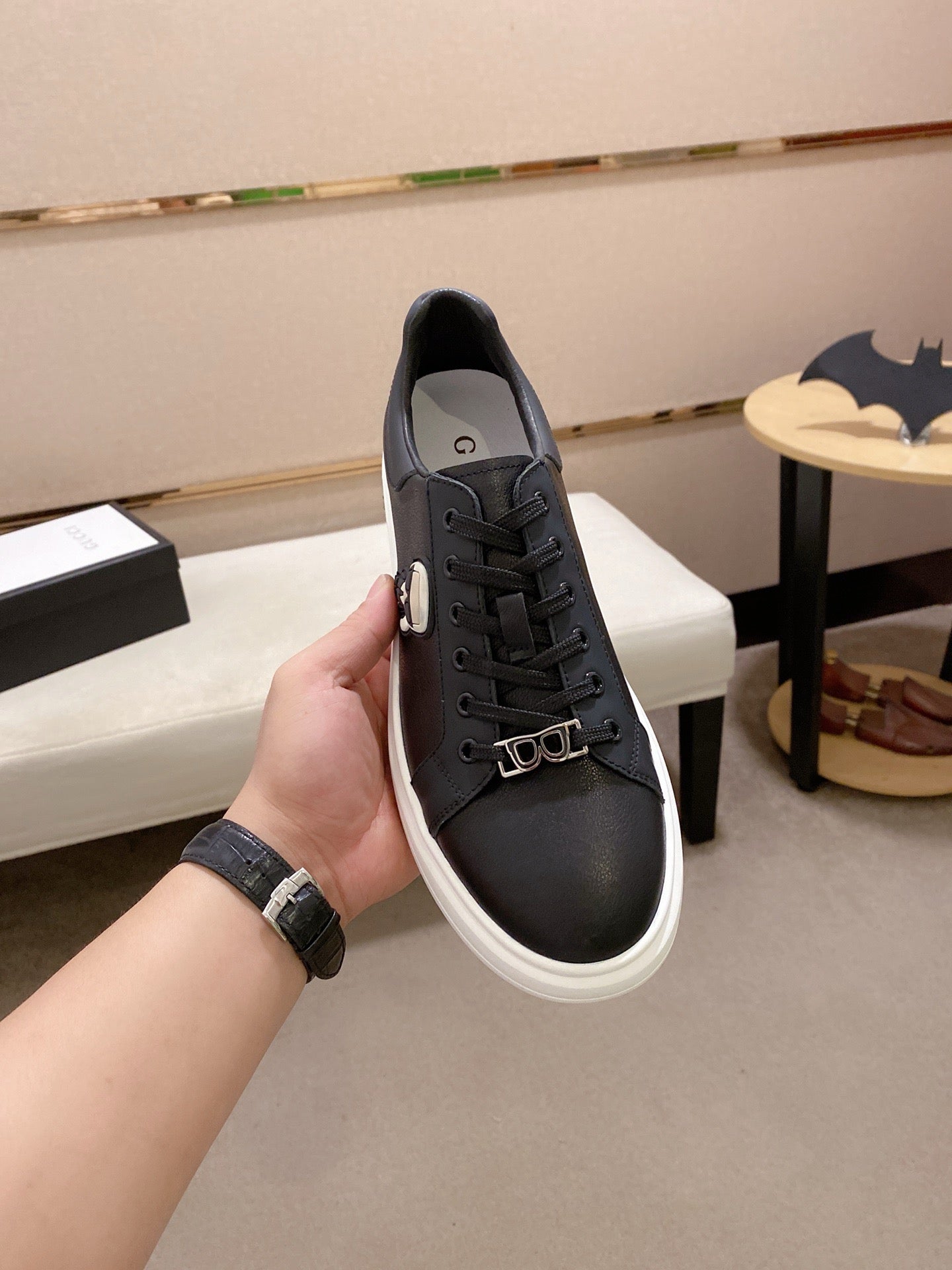 GG Men's Sneaker Black Cowhide 533953