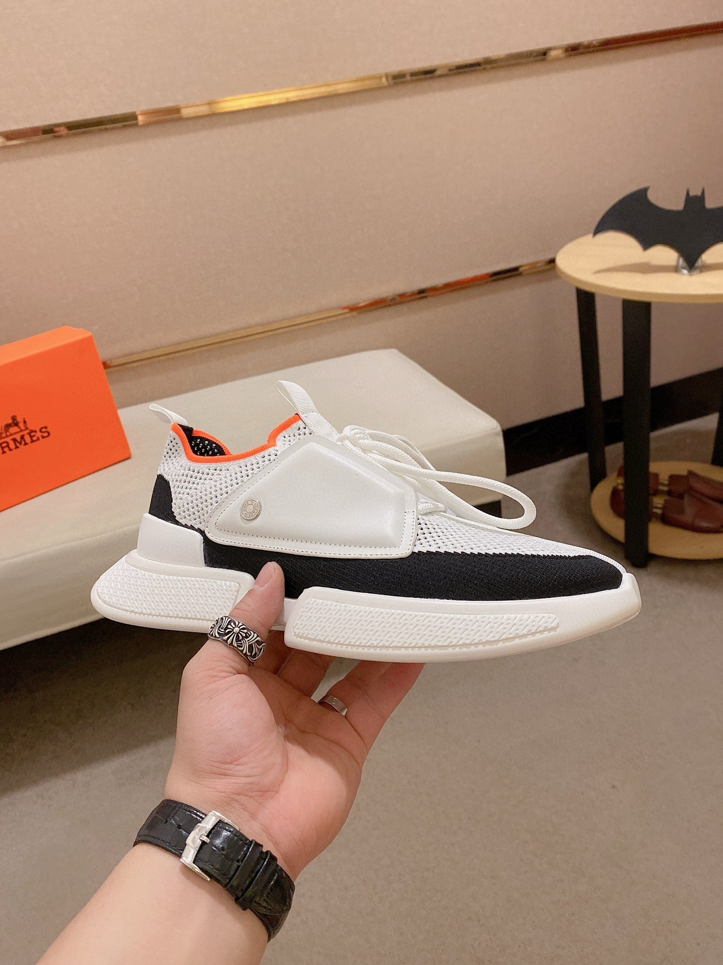 HM Men's Expert Sneaker White Flyknit With Leather 573339