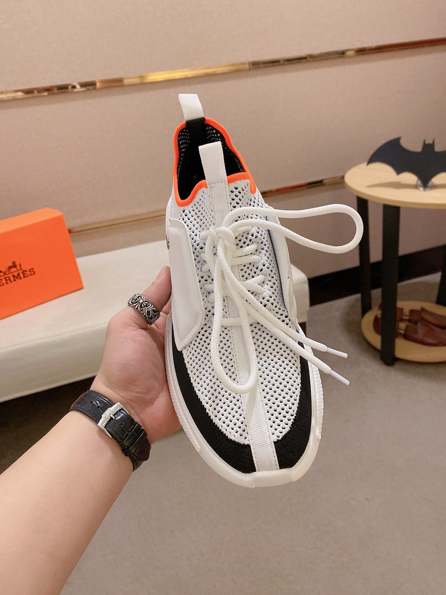 HM Men's Expert Sneaker White Flyknit With Leather 573339