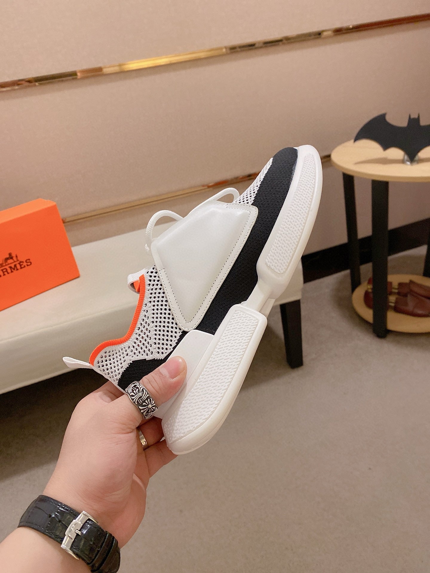 HM Men's Expert Sneaker White Flyknit With Leather 573339