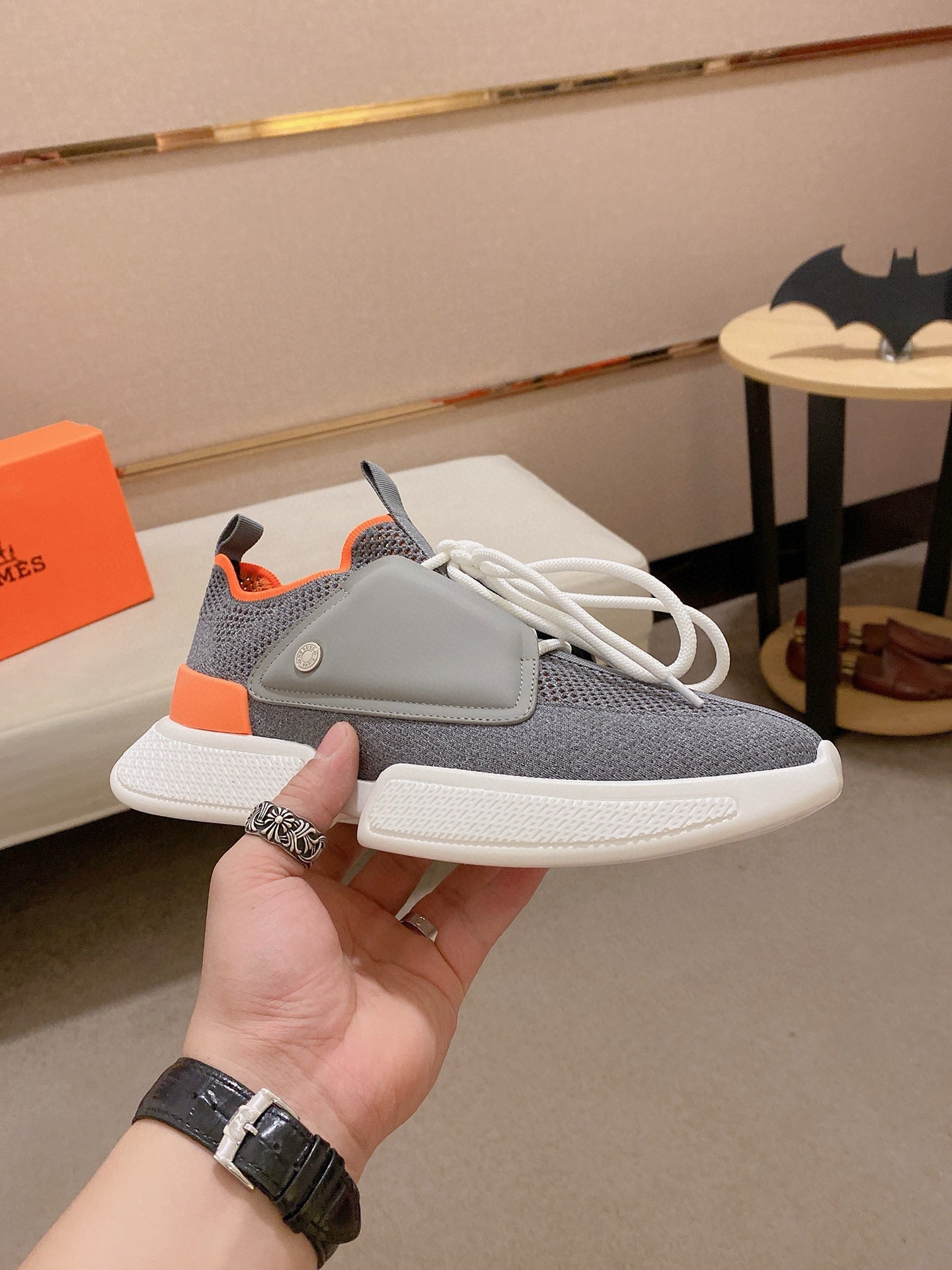 HM Men's Expert Sneaker Grey Flyknit With Leather 573341