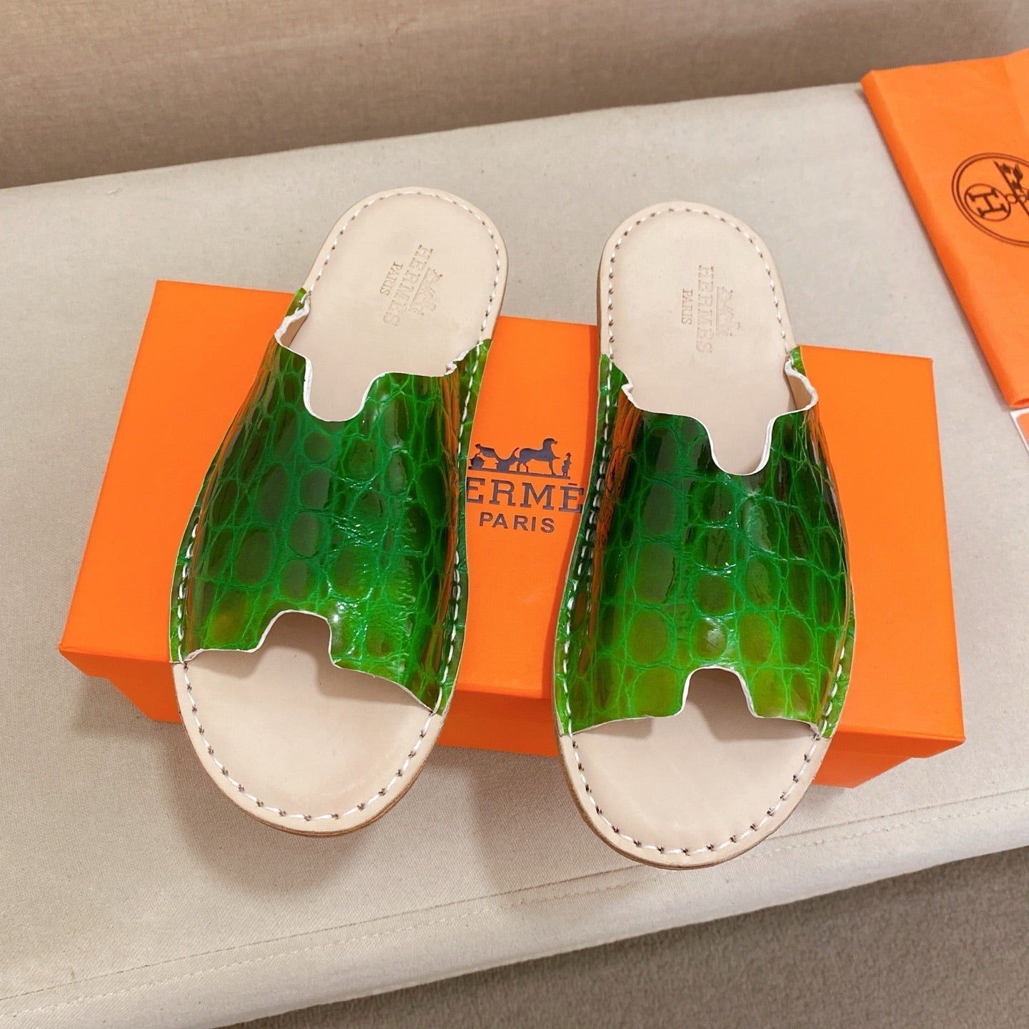 HM Men's Slide Green Cowhide 645105