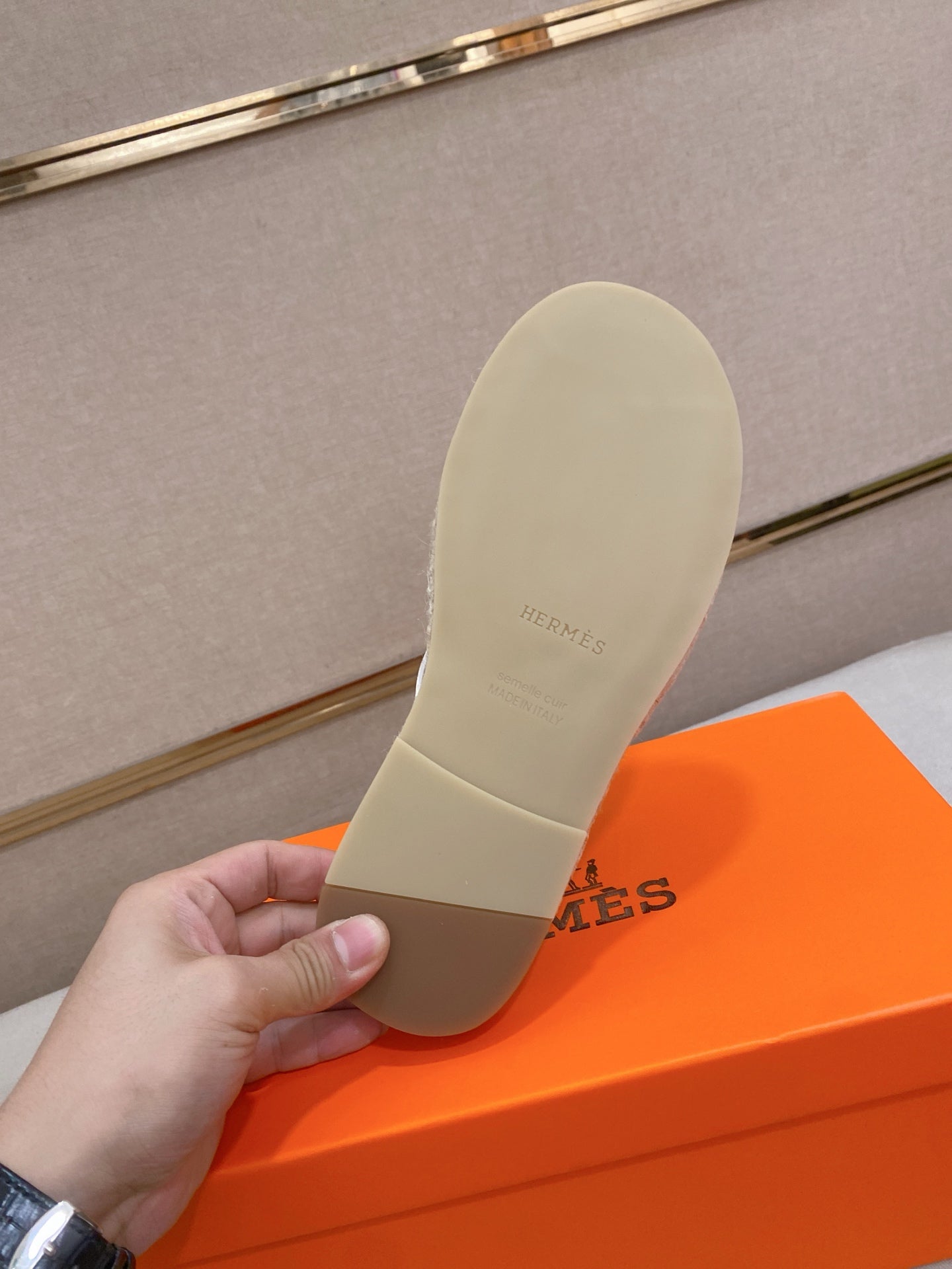 HM Men's Kazimir Sandal White Espadrilles Cowhide 700893