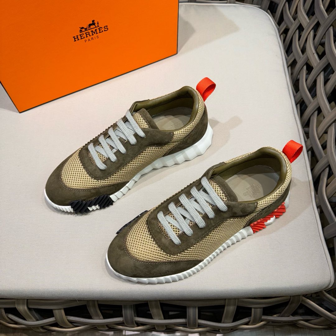 HM Men's Bouncing Sneaker Moss Green Mesh Sheepskin