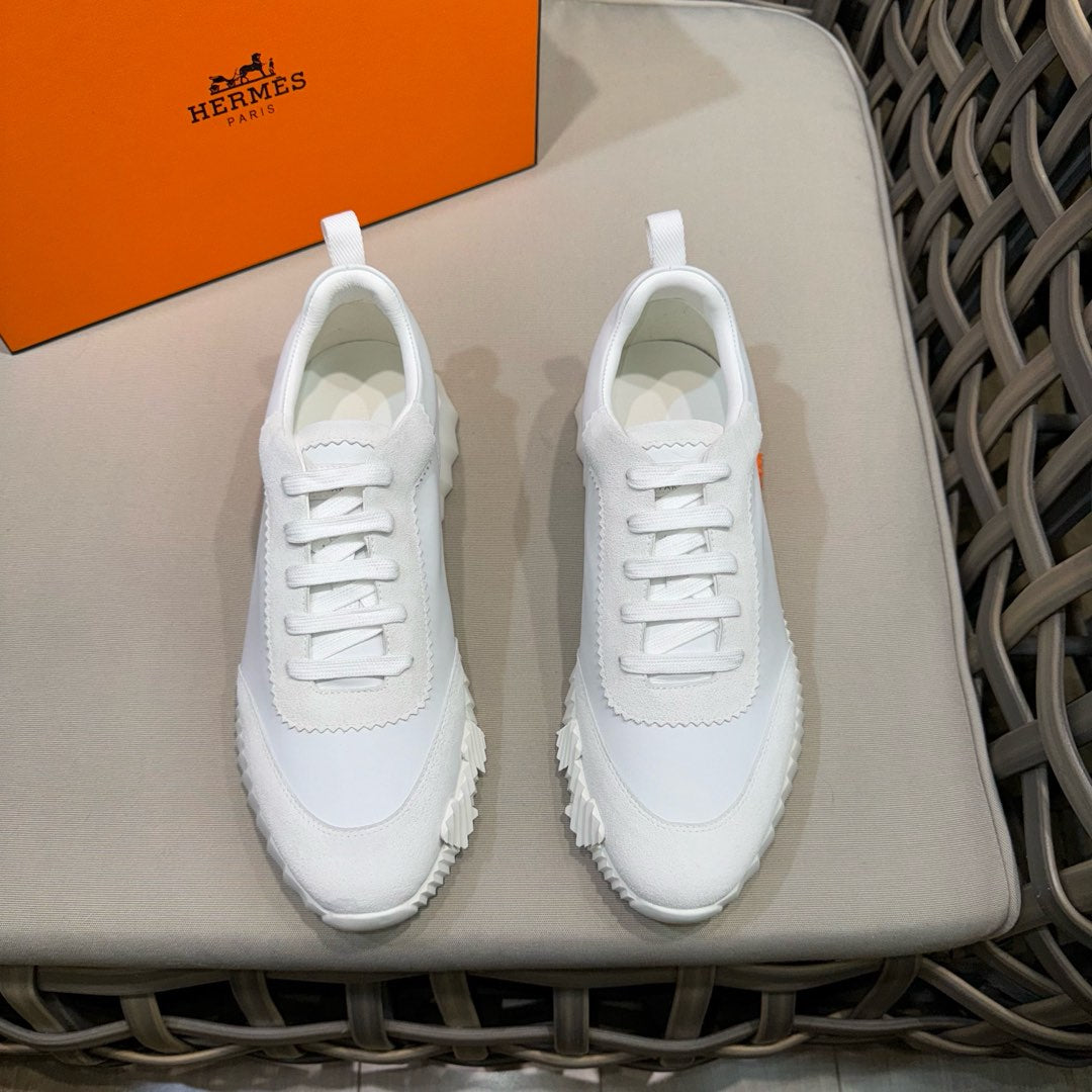 HM Men's Bouncing Sneaker White Calfskin Suede