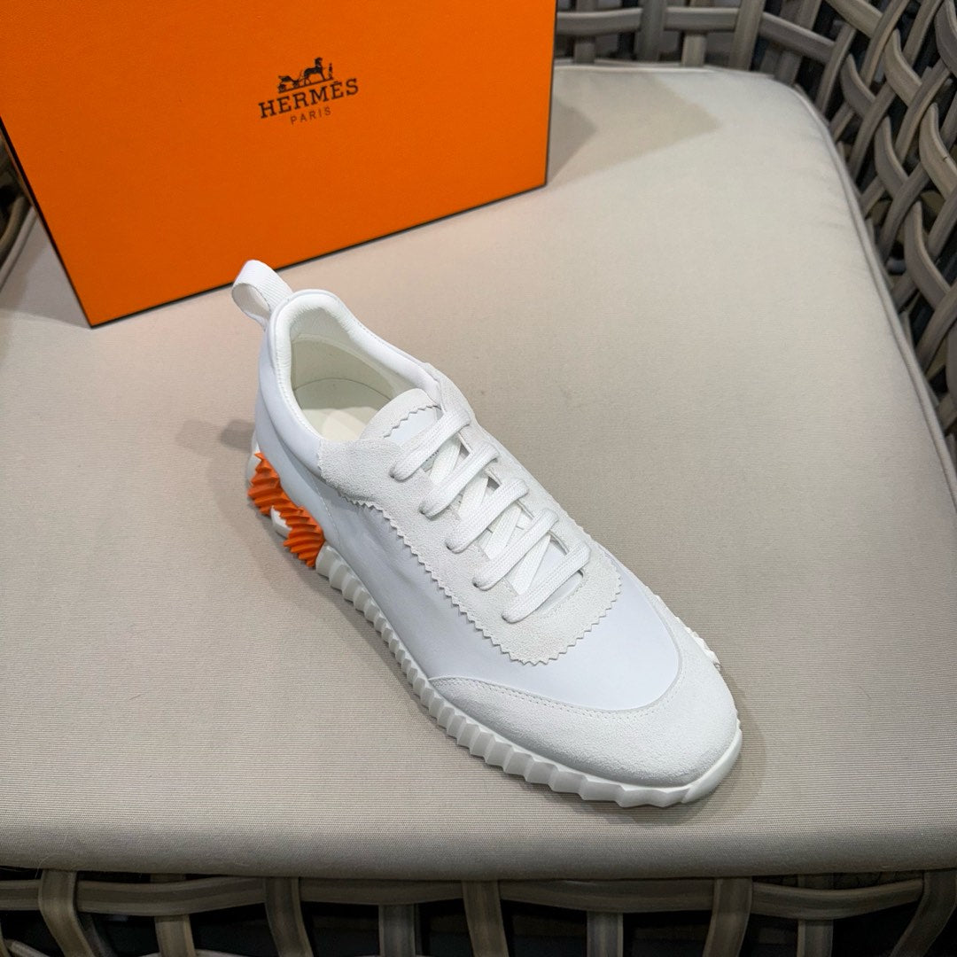 HM Men's Bouncing Sneaker White Calfskin Suede