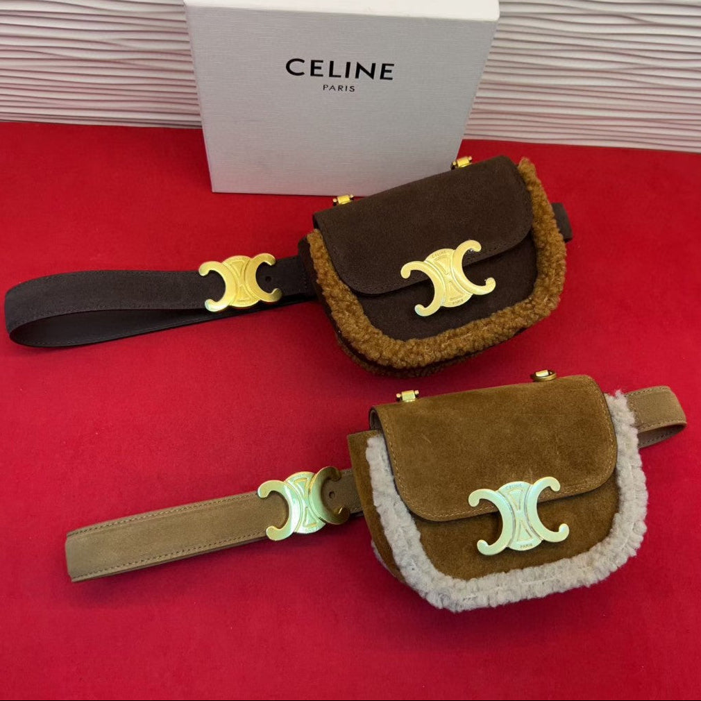 Celine 2026 Triomphe Belt Bag 13mm Suede