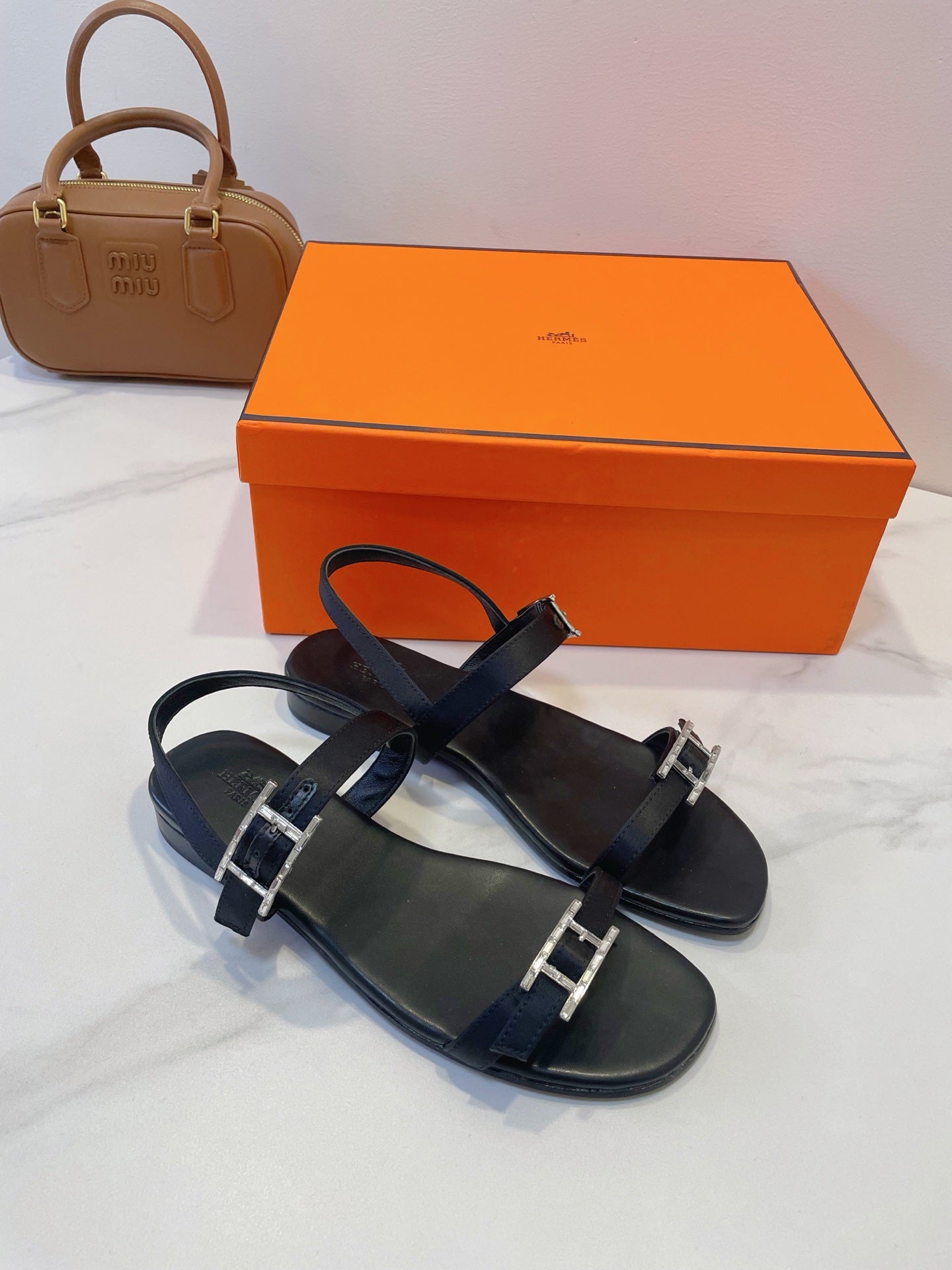 HM Paris Sandals Black Lamskin 374209