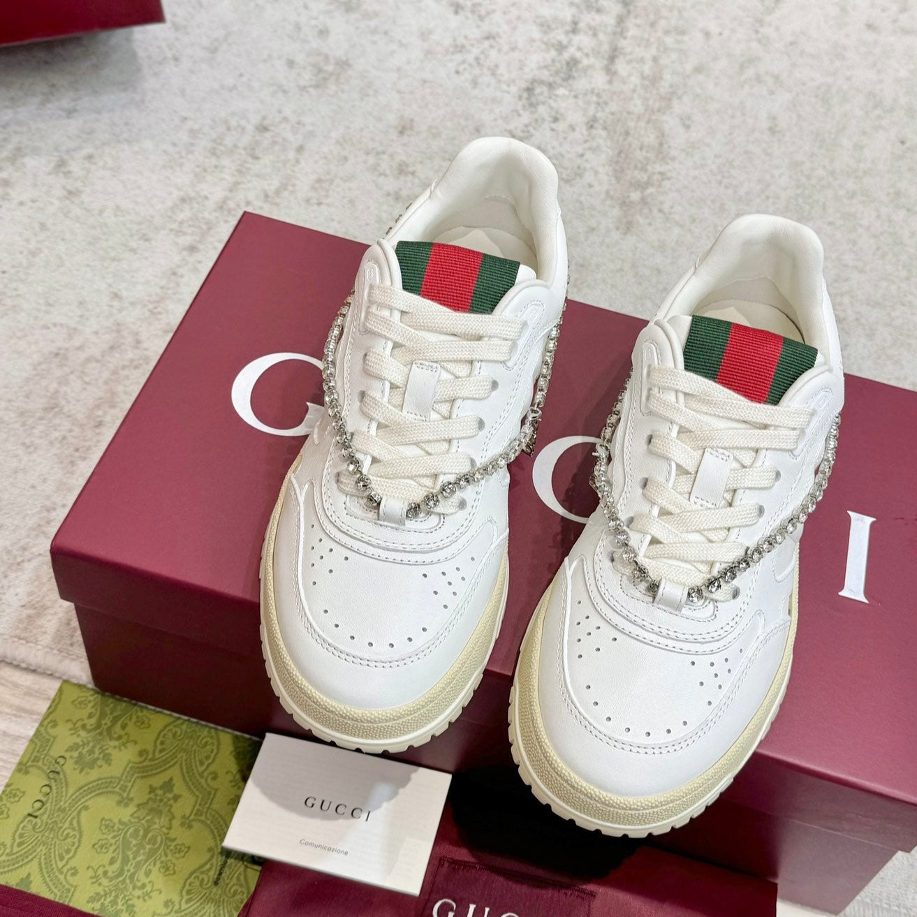 GG Men's Re-Web Sneaker White Calfskin 534252