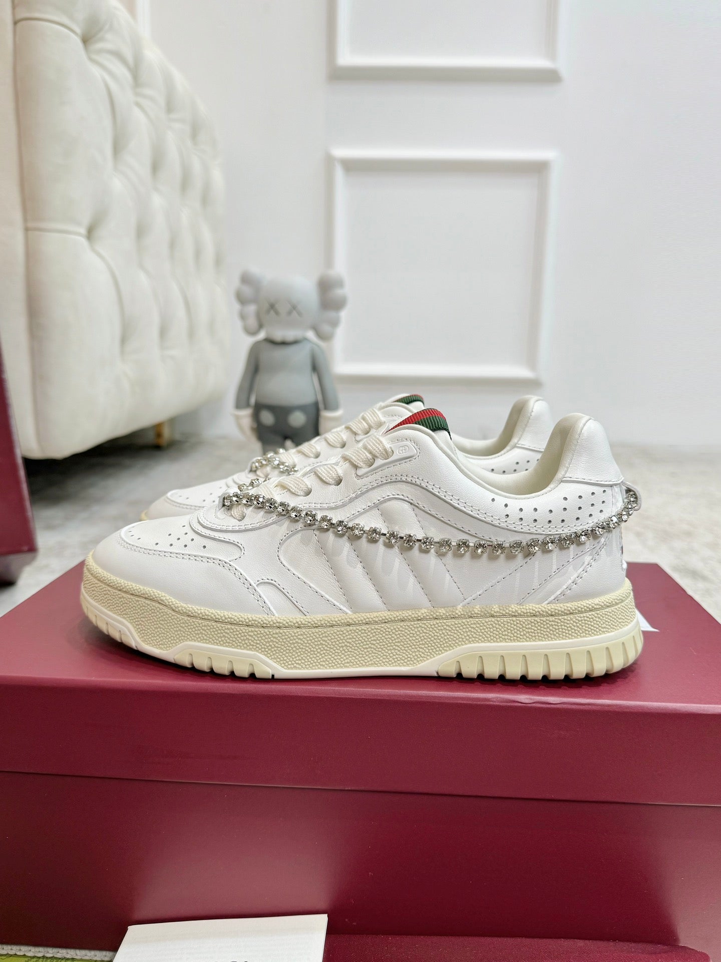 GG Men's Re-Web Sneaker White Calfskin 534252