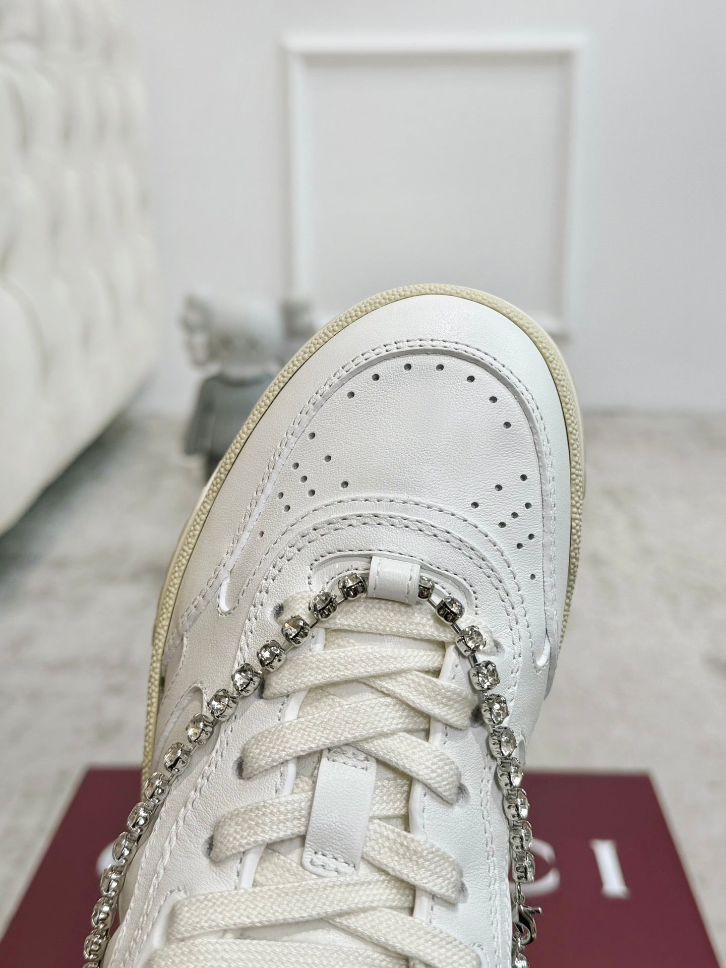 GG Men's Re-Web Sneaker White Calfskin 534252