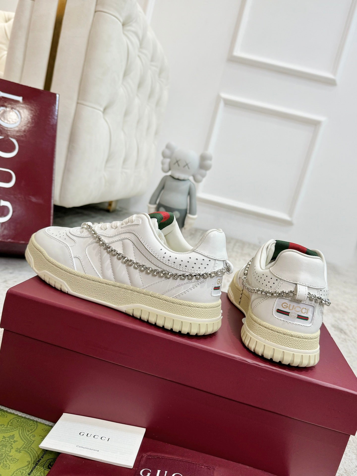 GG Men's Re-Web Sneaker White Calfskin 534252