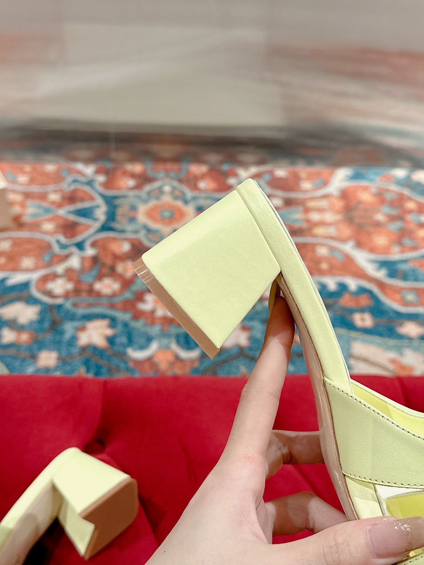 lv capri mule 45mm pastel yellow calfskin