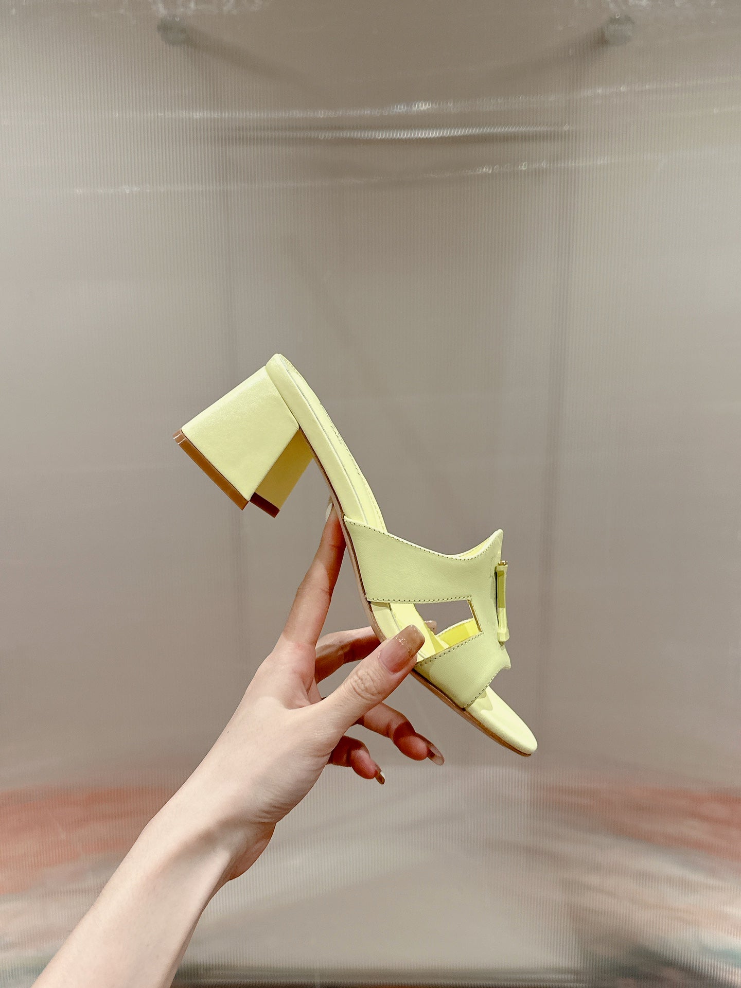 lv capri mule 45mm pastel yellow calfskin