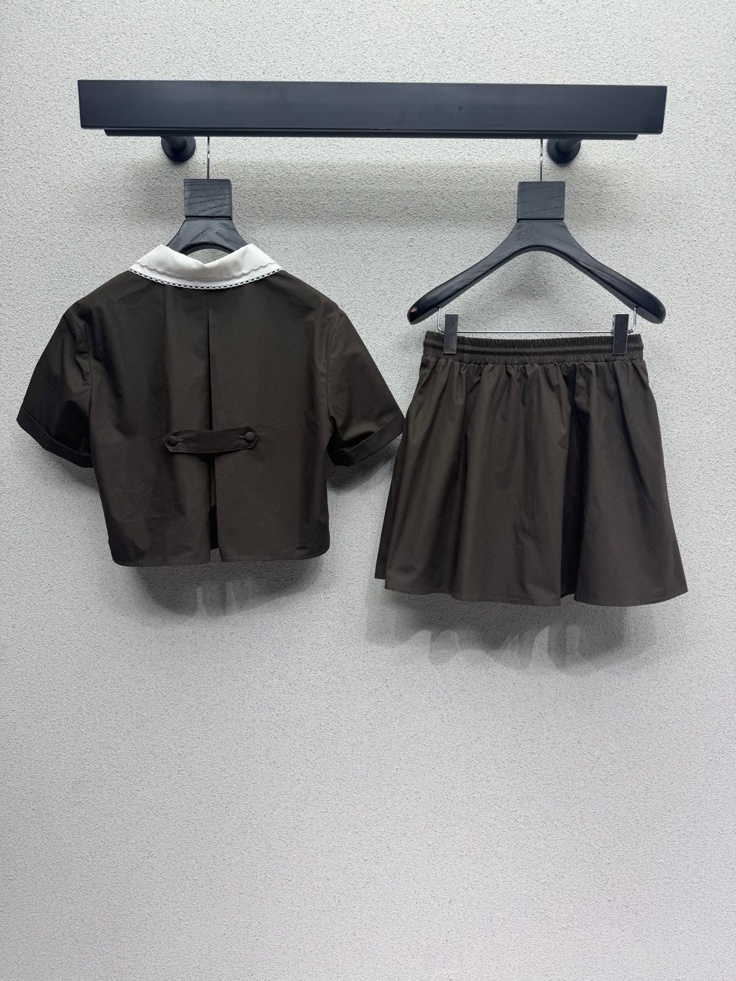 MiuMiu 2026 Shirt And Skirt Set Brown Cotton 400922