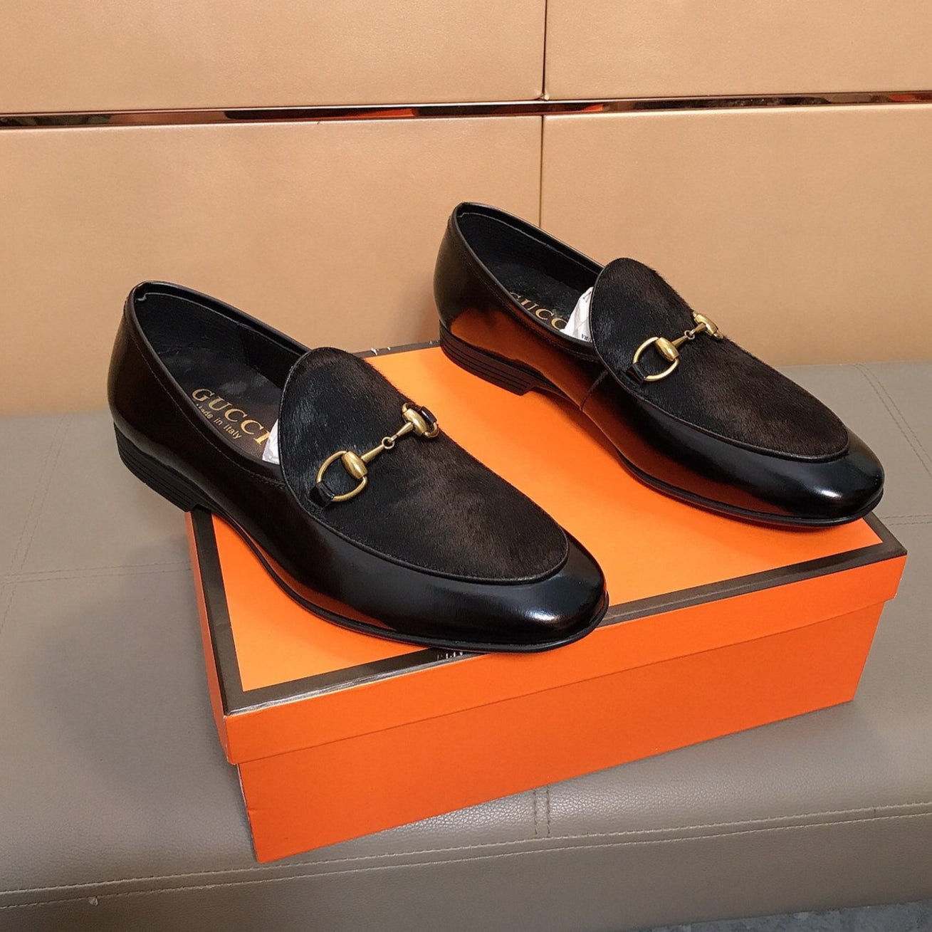 GG Men's Horsebit Loafer Black Patent Leather 541588