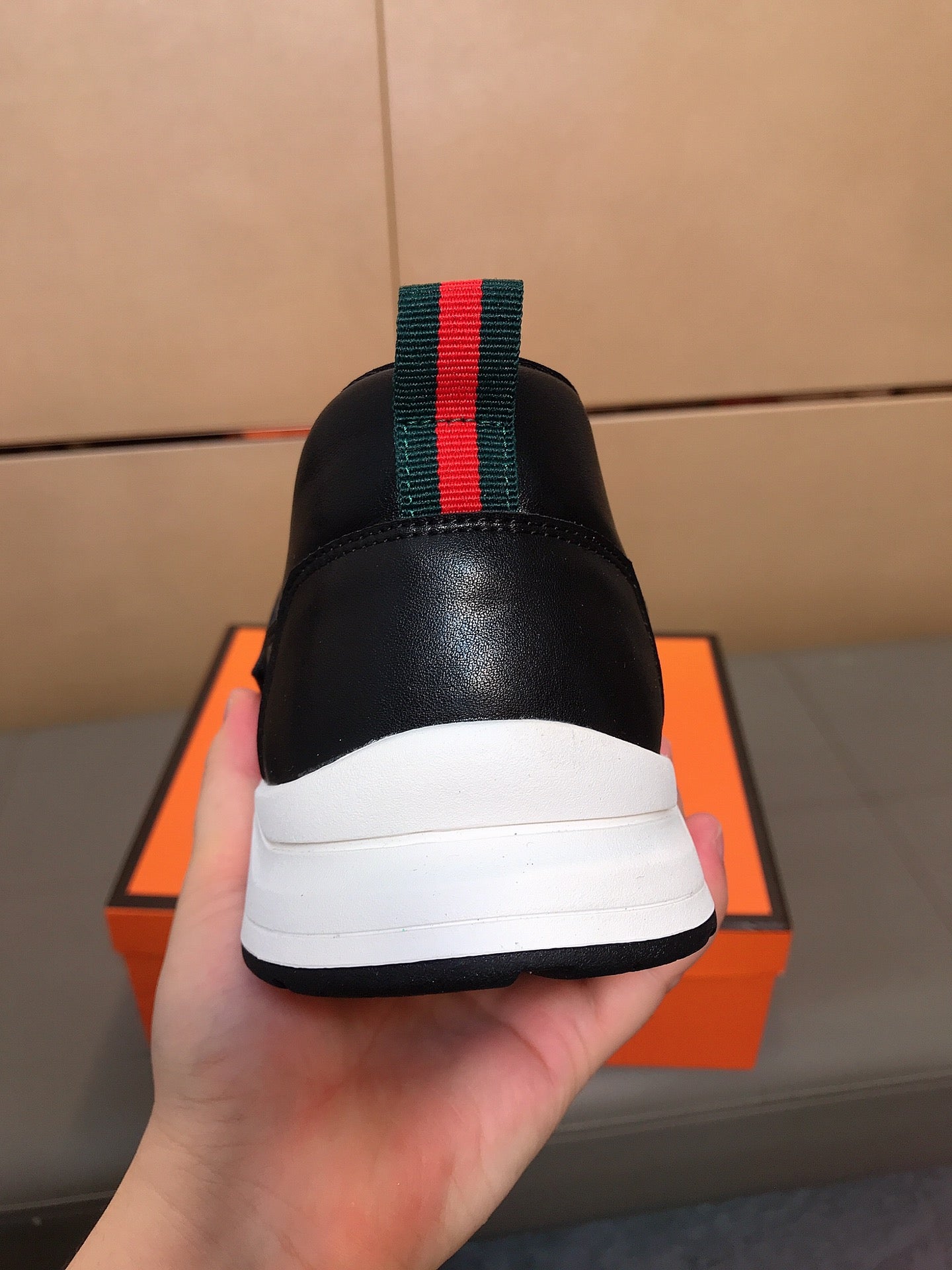 GG Men's Slip on Black Blue Cowhide Canvas 530403