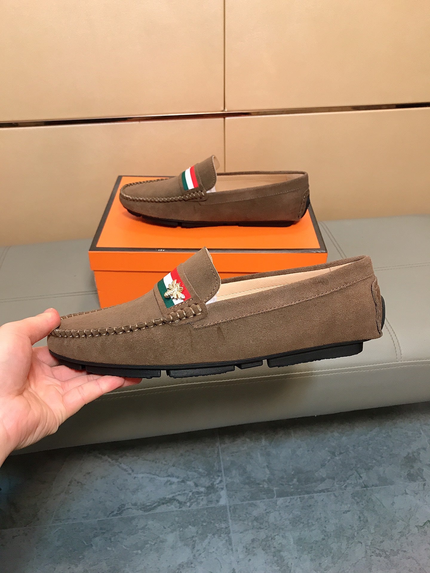 GG Men's Loafer Brown Suede 526673