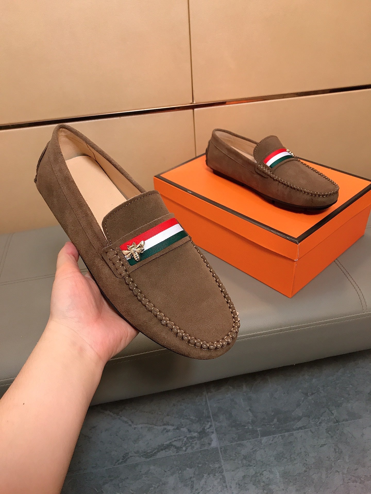 GG Men's Loafer Brown Suede 526673