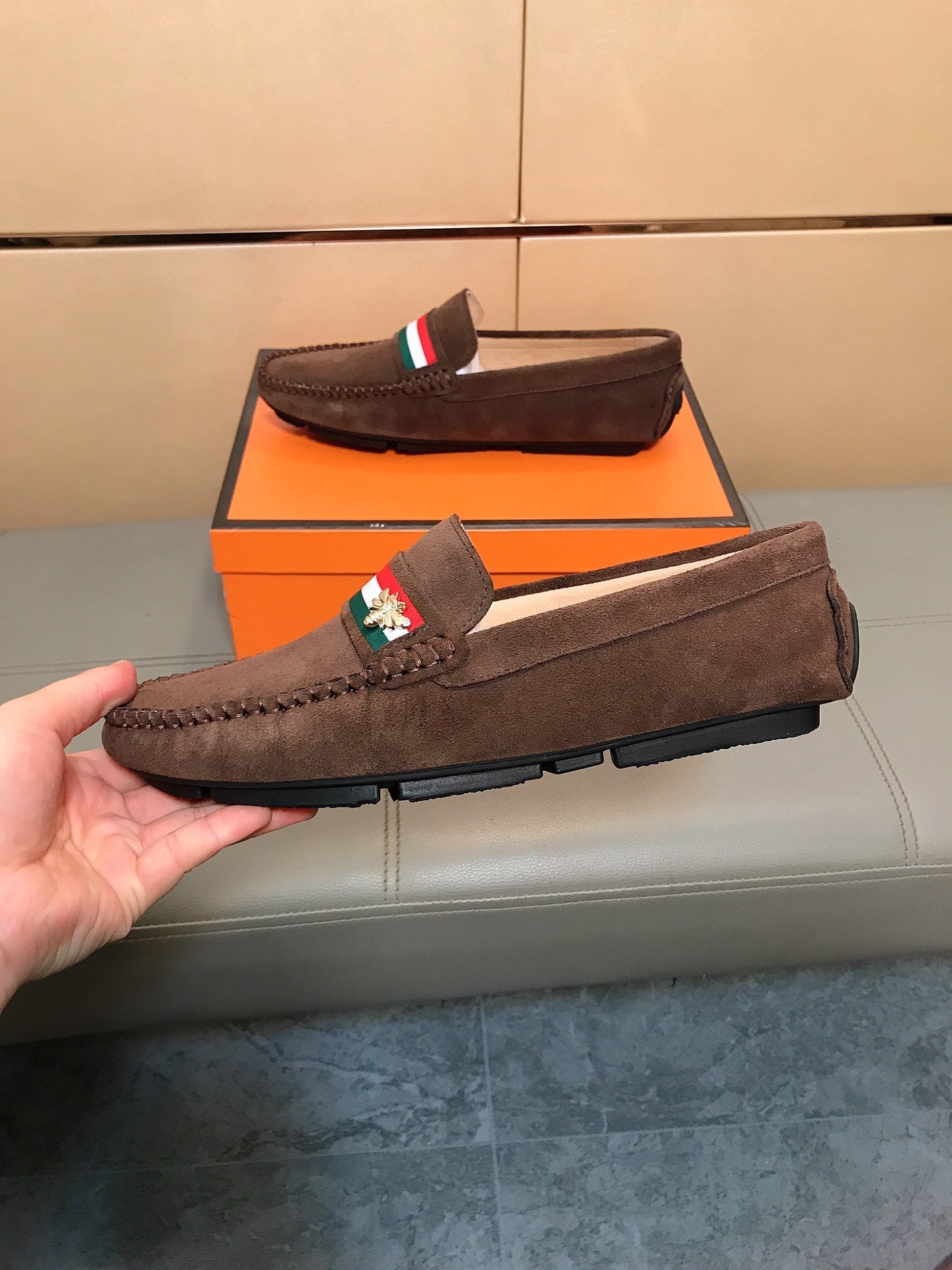 GG Men's Loafer Brown Suede 526681