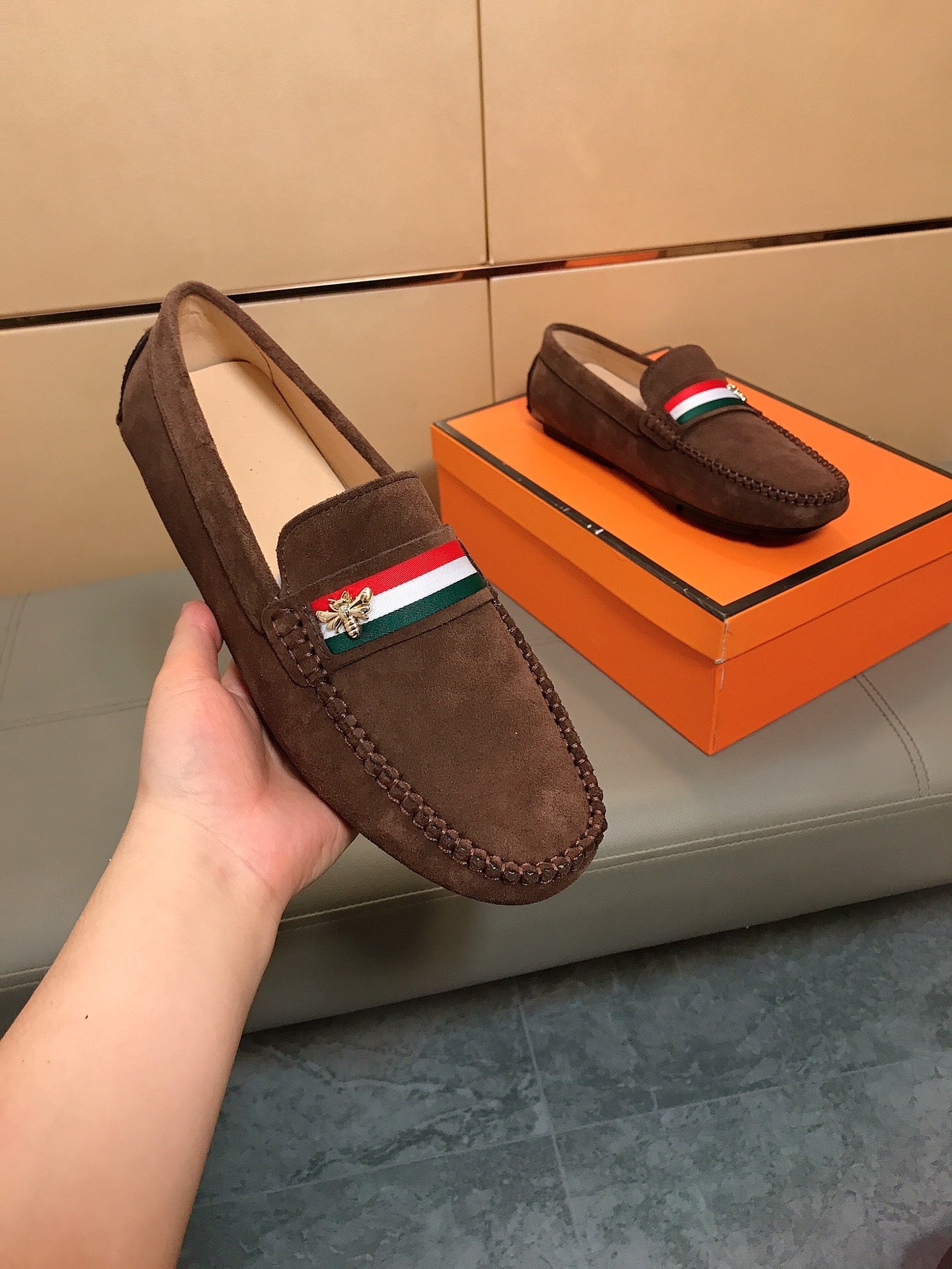 GG Men's Loafer Brown Suede 526681