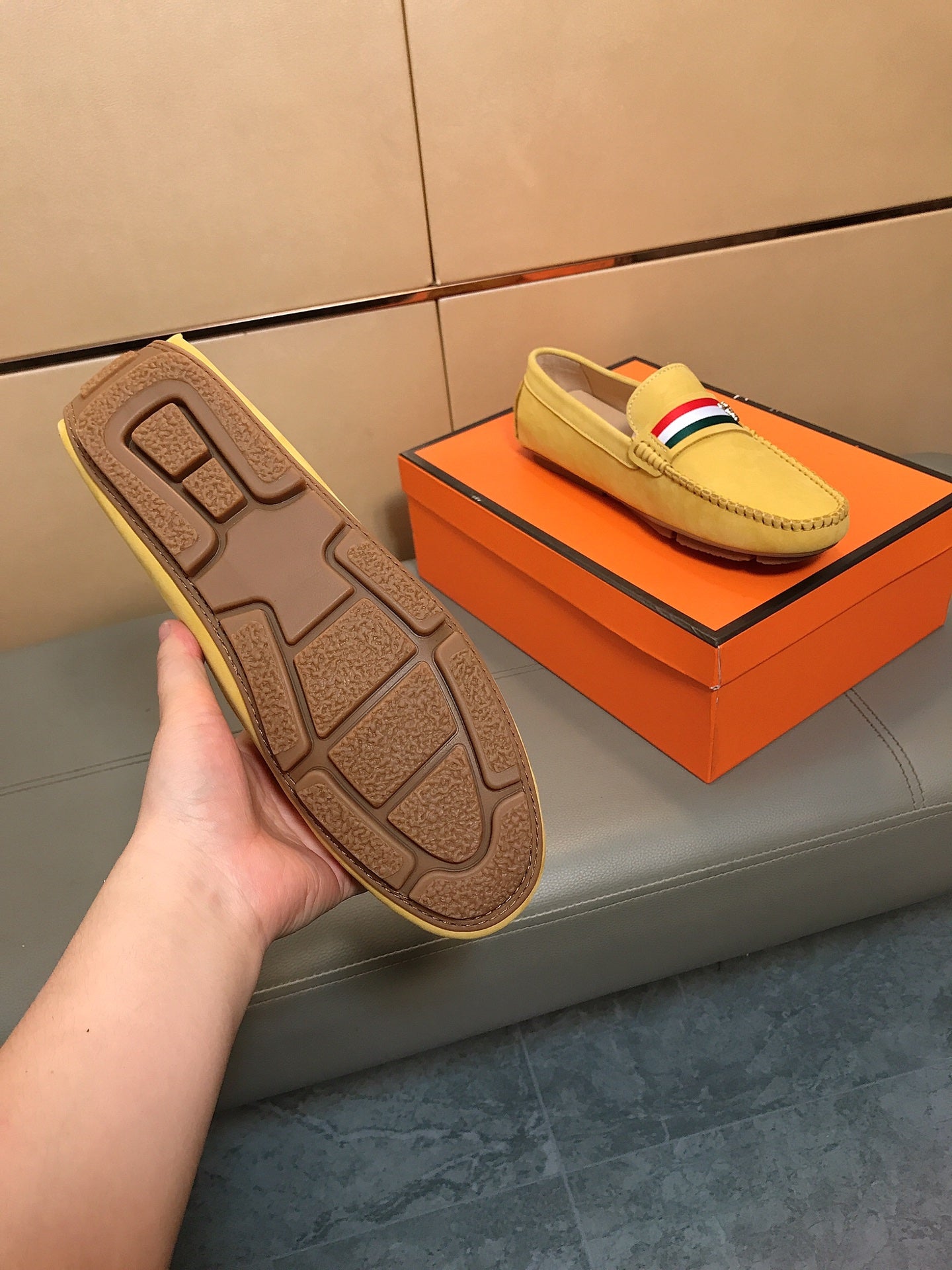 GG Men's Loafer Yellow Suede 526674