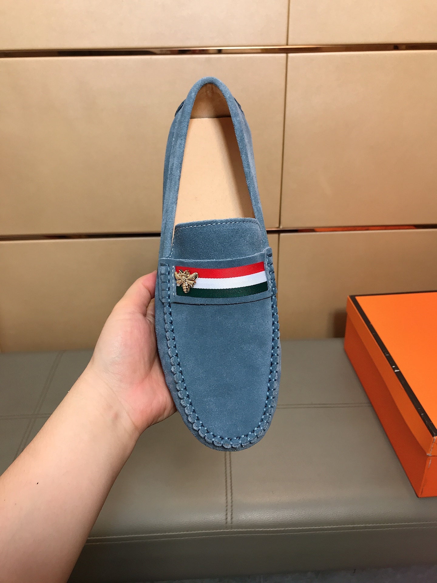 GG Men's Loafer Blue Suede 526678