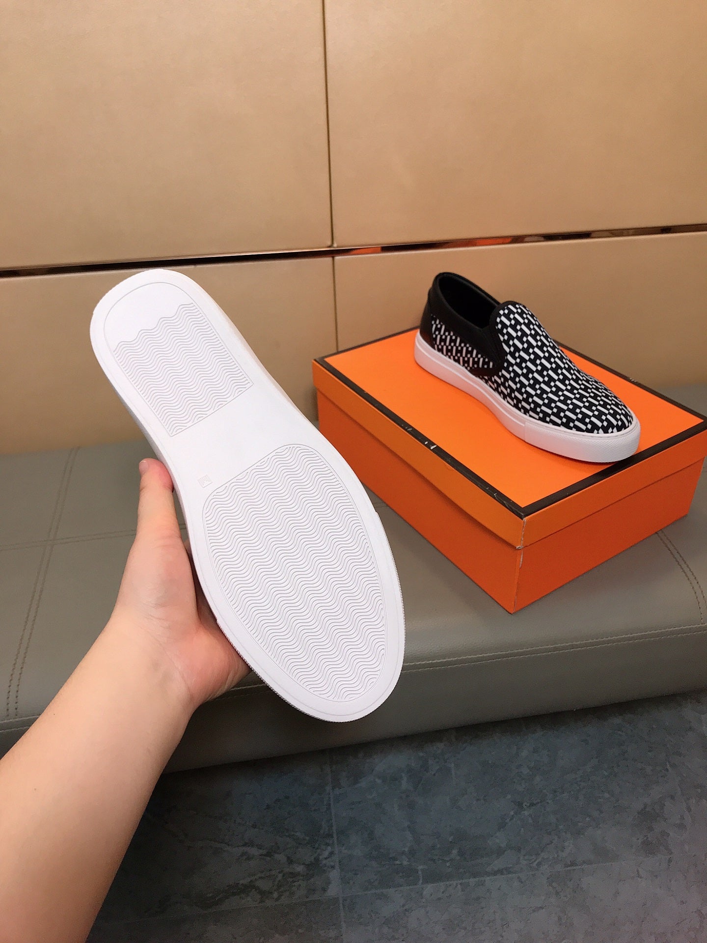 HM Men's Loafer Black Printed Fabrics Rubber 590009