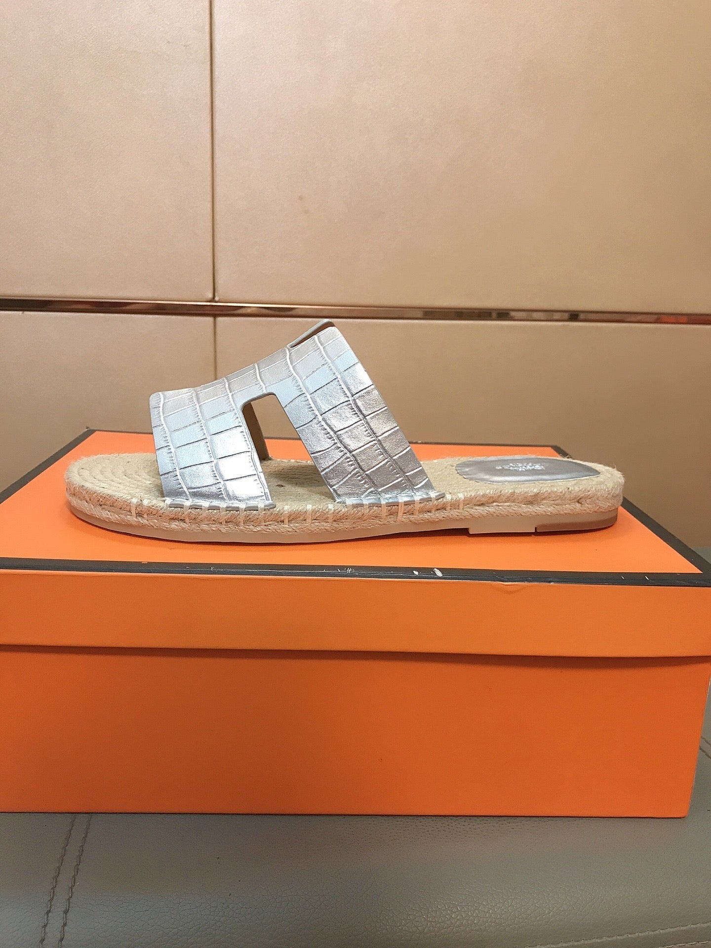 HM Men's Antigua Espadrille Silver Embossed Cowhide 704129