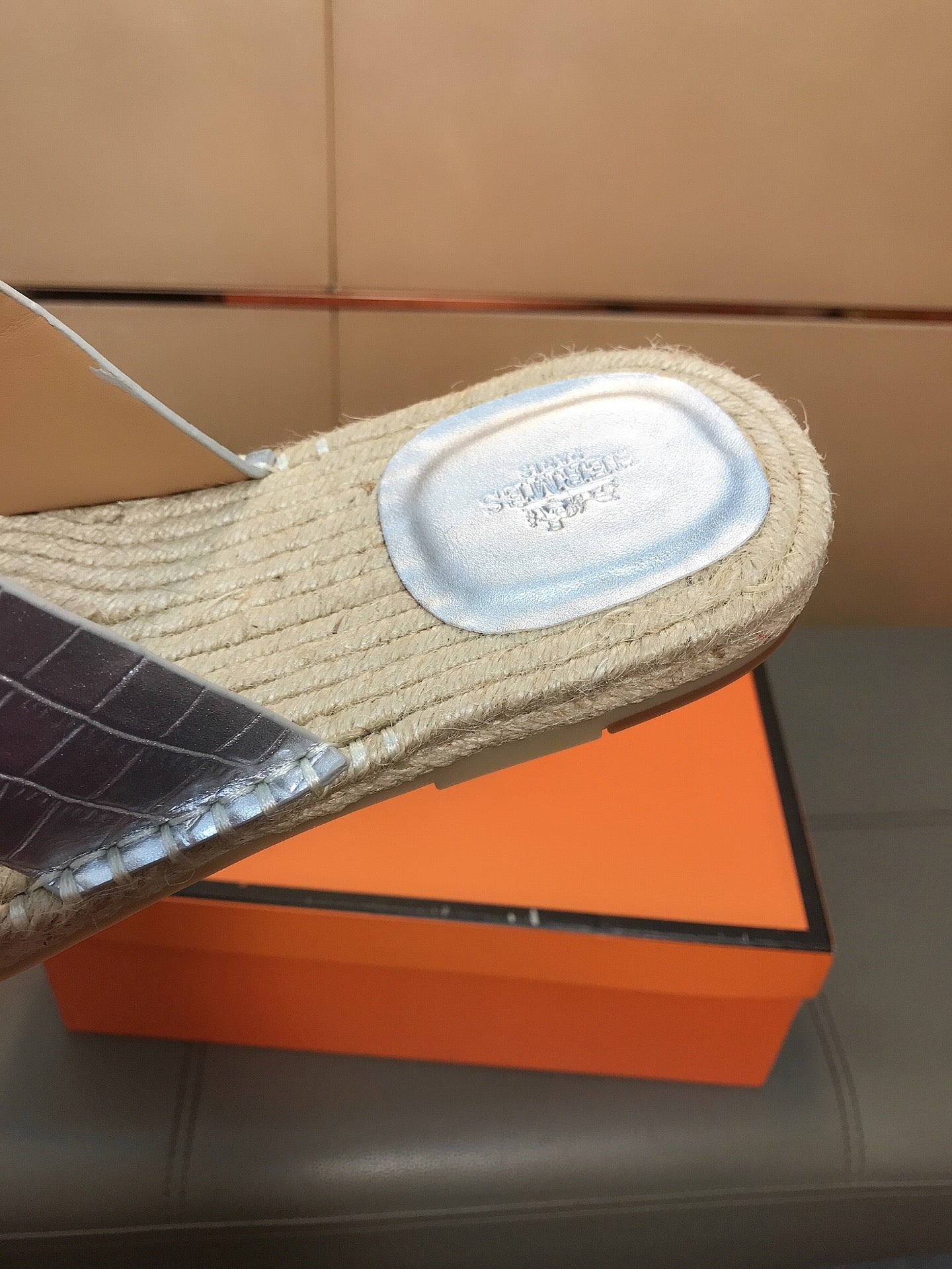 HM Men's Antigua Espadrille Silver Embossed Cowhide 704129