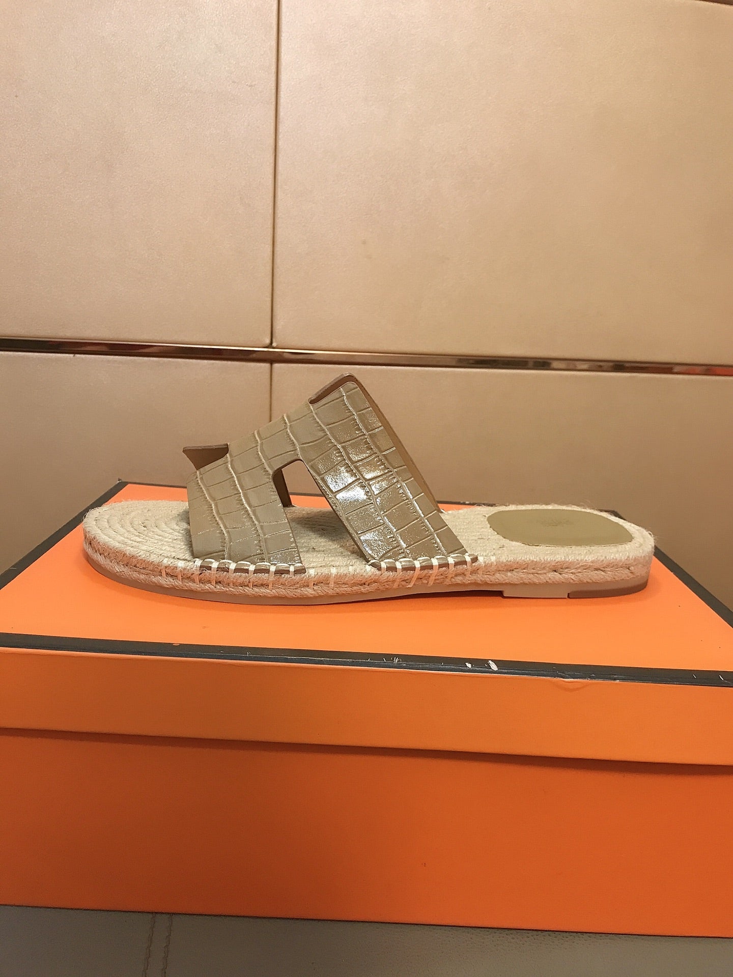 HM Men's Antigua Espadrille Light Brown Embossed Cowhide 704131