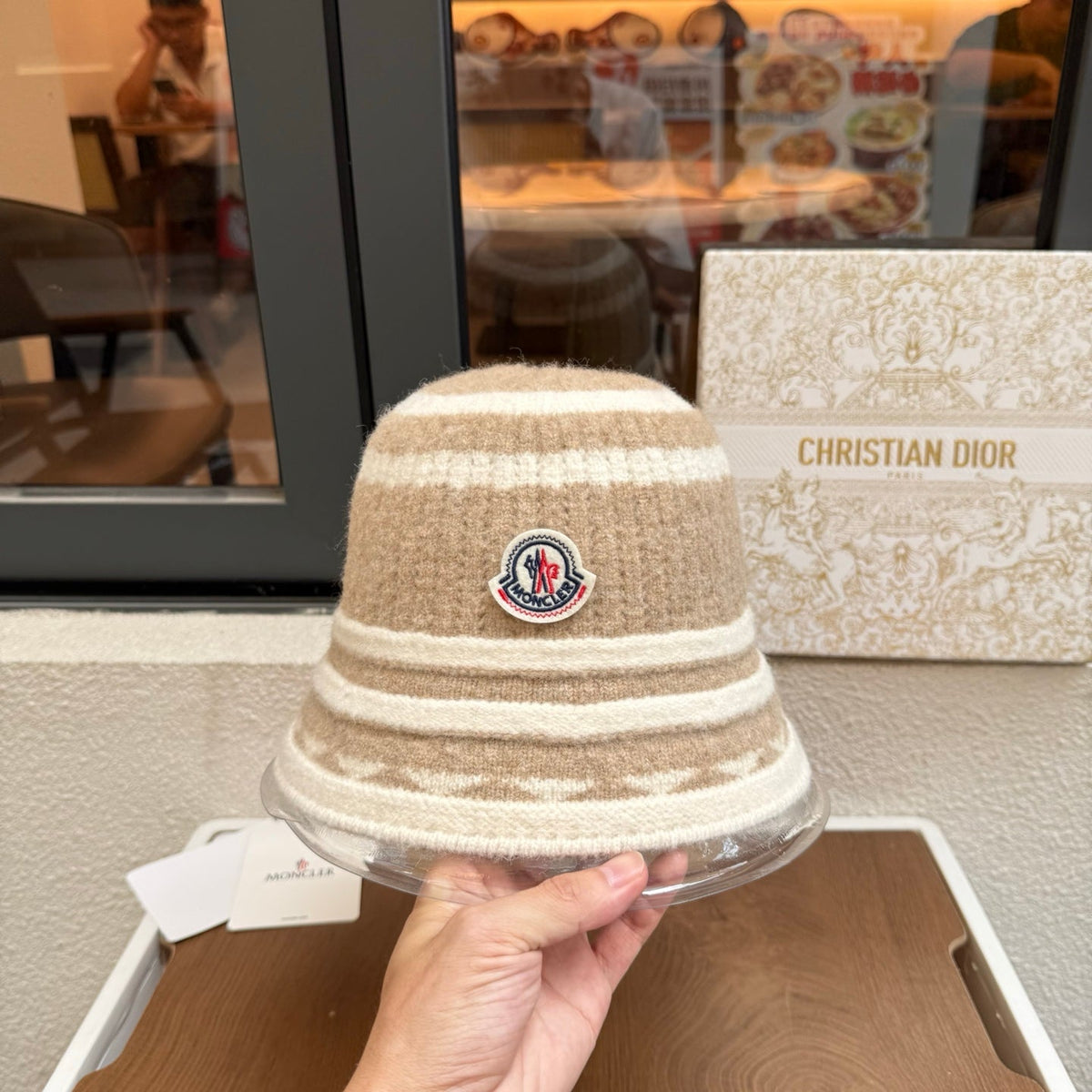 Moncler Striped Knit Bucket Hat 437004